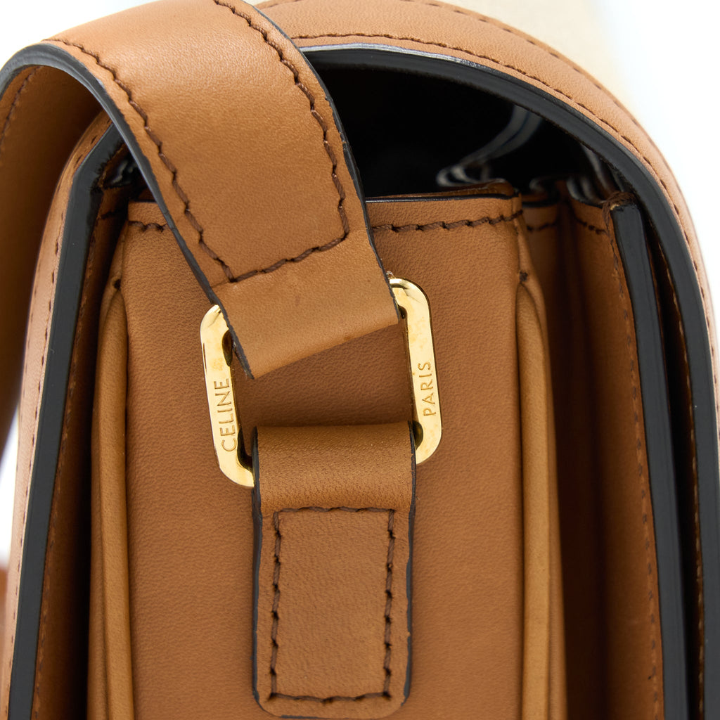 CELINE TRIOMPHE BAG TEXTILE/CALFSKIN WHITE/TAN GHW