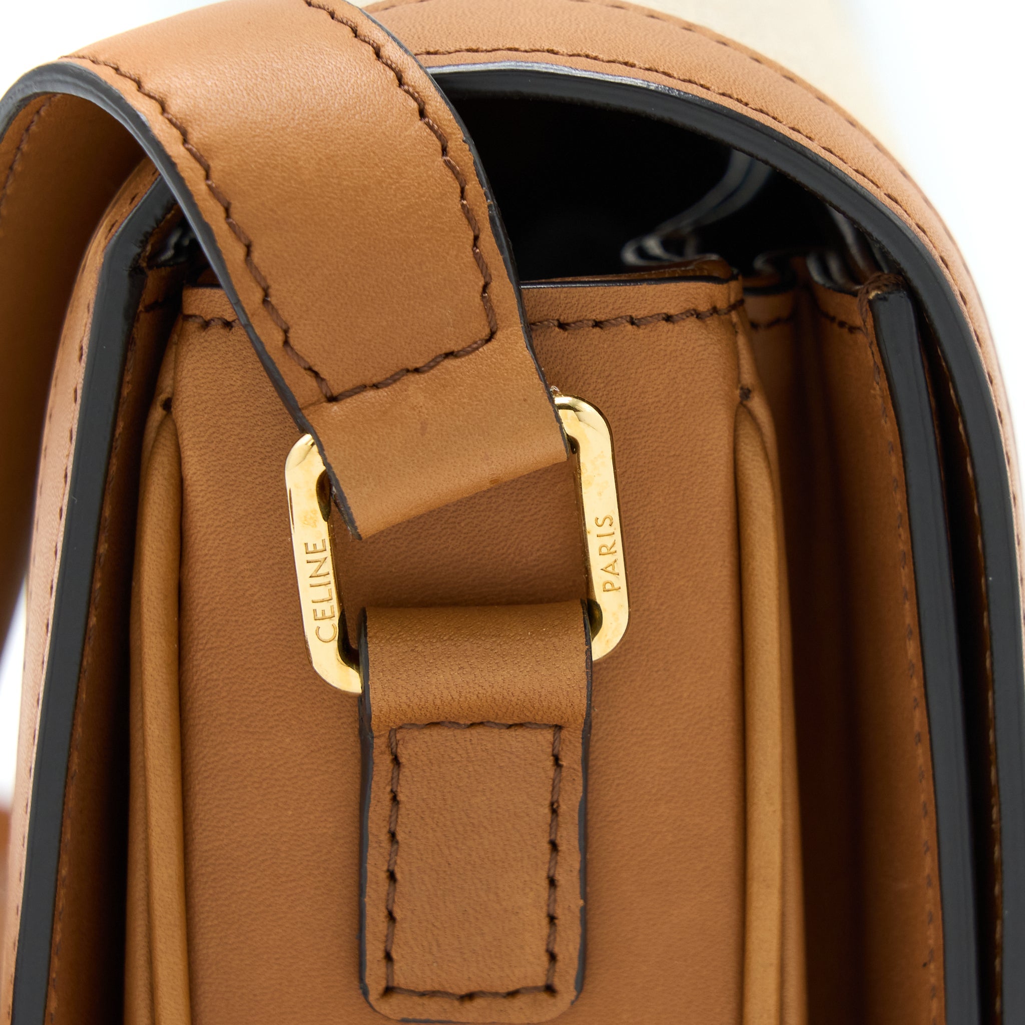 CELINE TRIOMPHE BAG TEXTILE/CALFSKIN WHITE/TAN GHW