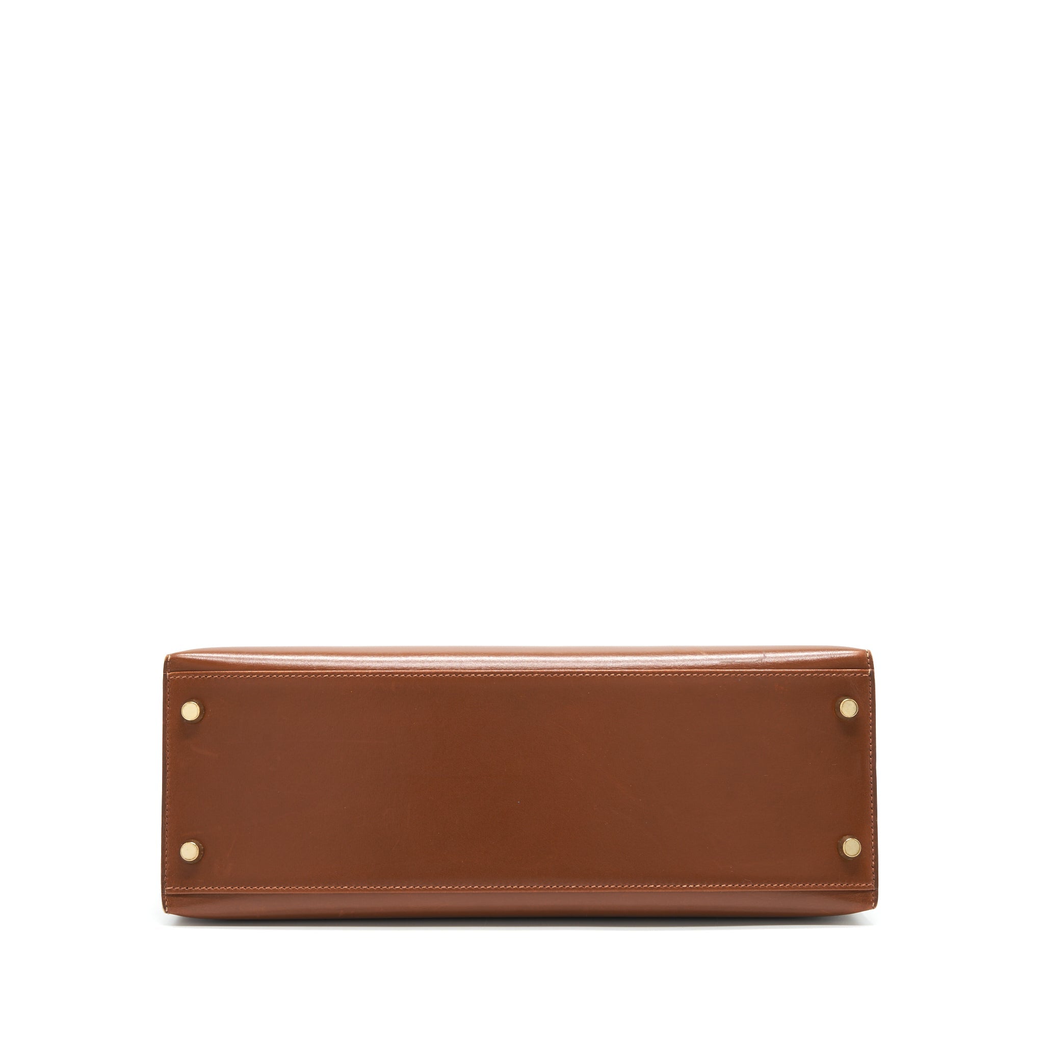 HERMES VINTAGE KELLY 32 BROWN GHW BOX LEATHER