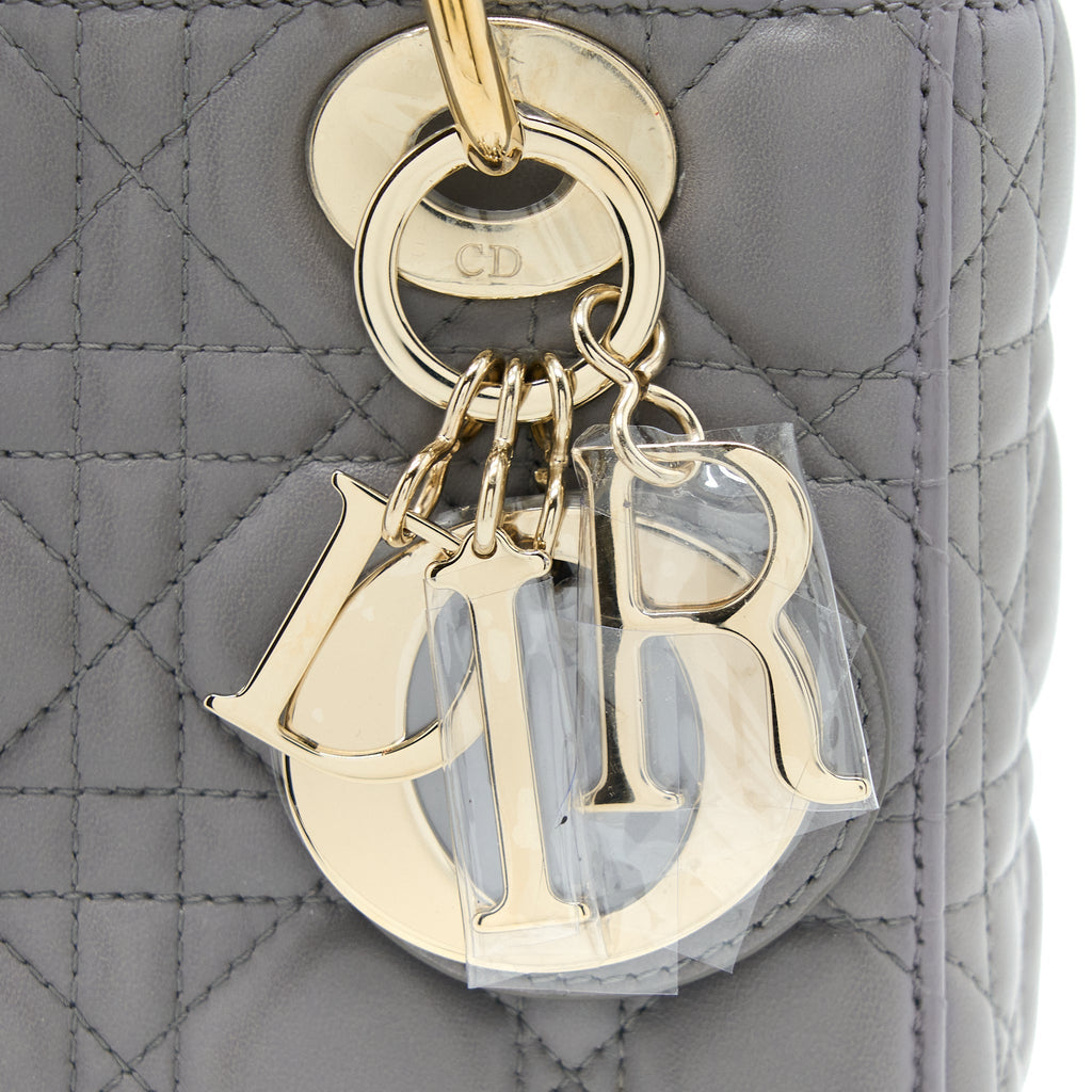 DIOR SMALL LADY DIOR MY ABCDIOR LAMBSKIN GREY LGHW