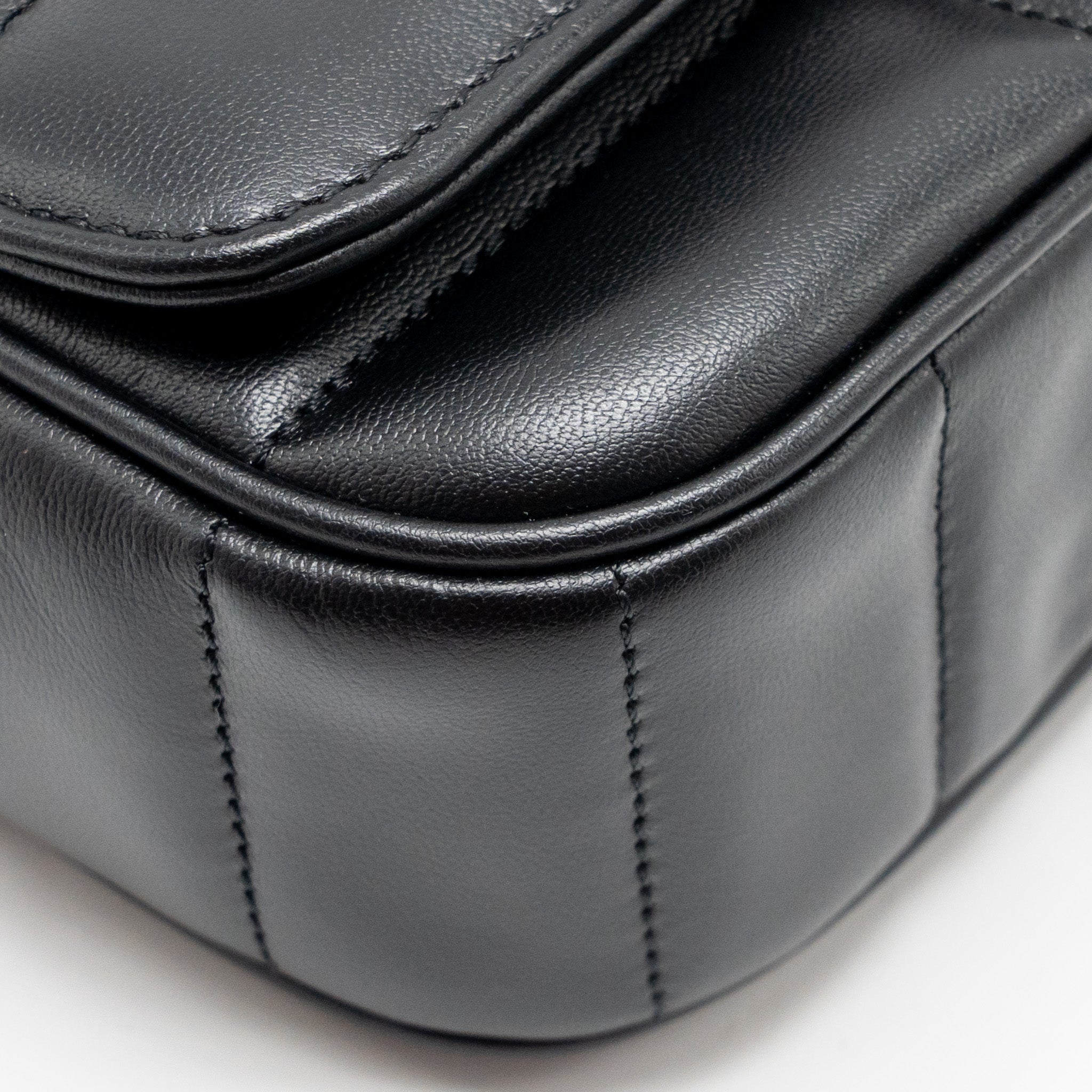 CELINE MATELASSE MINI CHAIN SHOULDER BAG CALFSKIN BLACK GHW