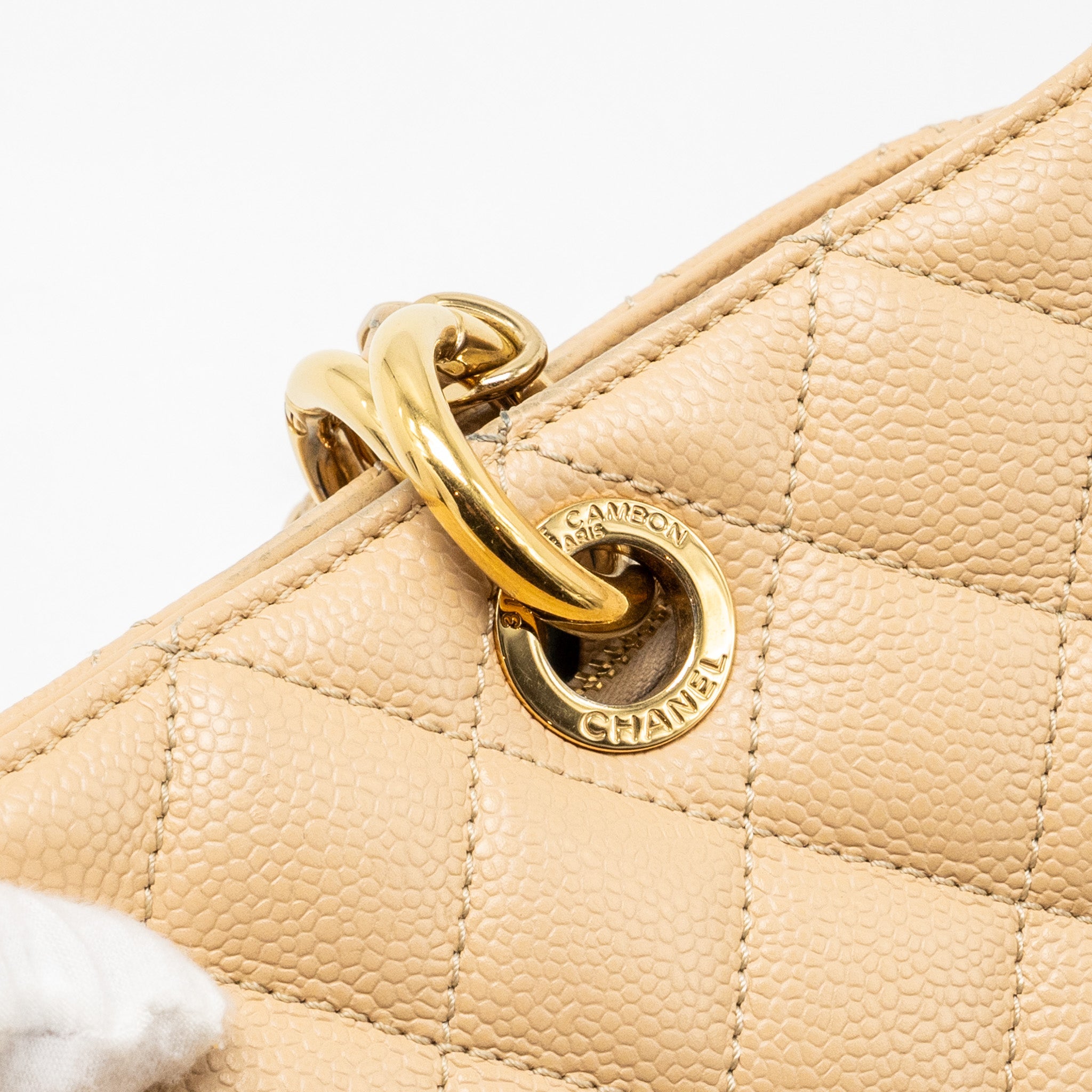 CHANEL GRAND SHOPPING TOTE BAG CAVIAR BEIGE GHW