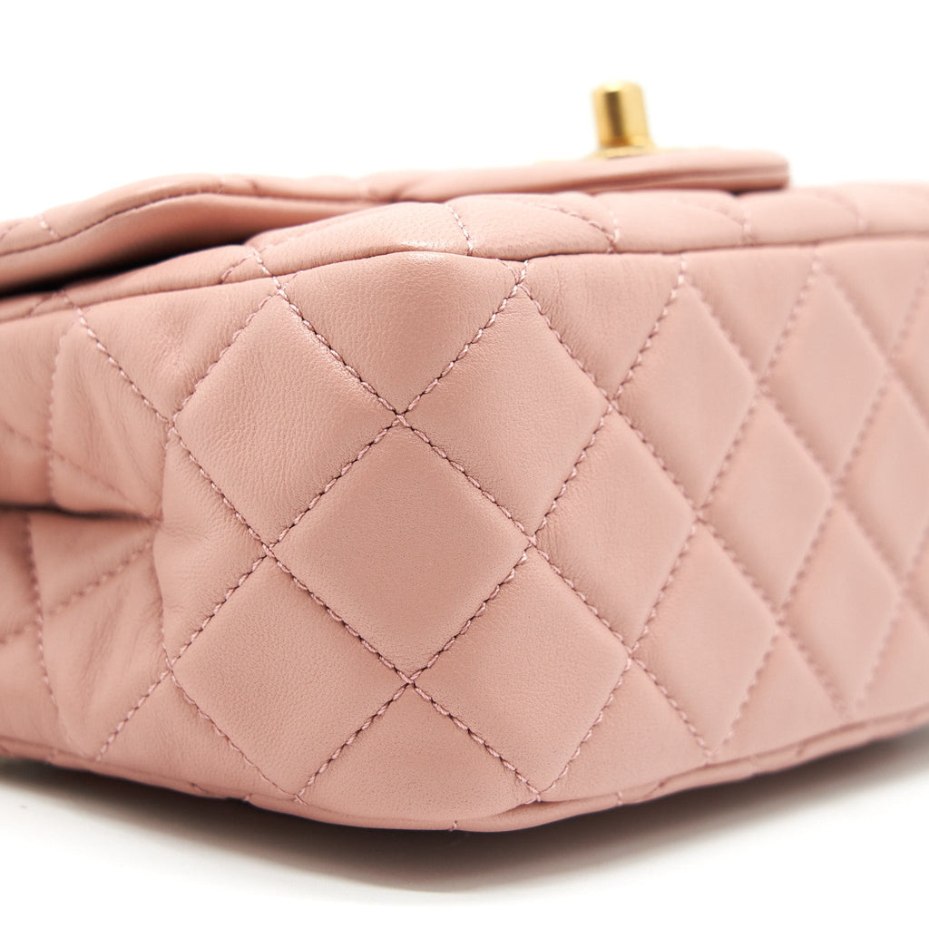 CHANEL 21B LIGHT PINK PEARL CRUSH MINI SQUARE FLAP BAG GHW