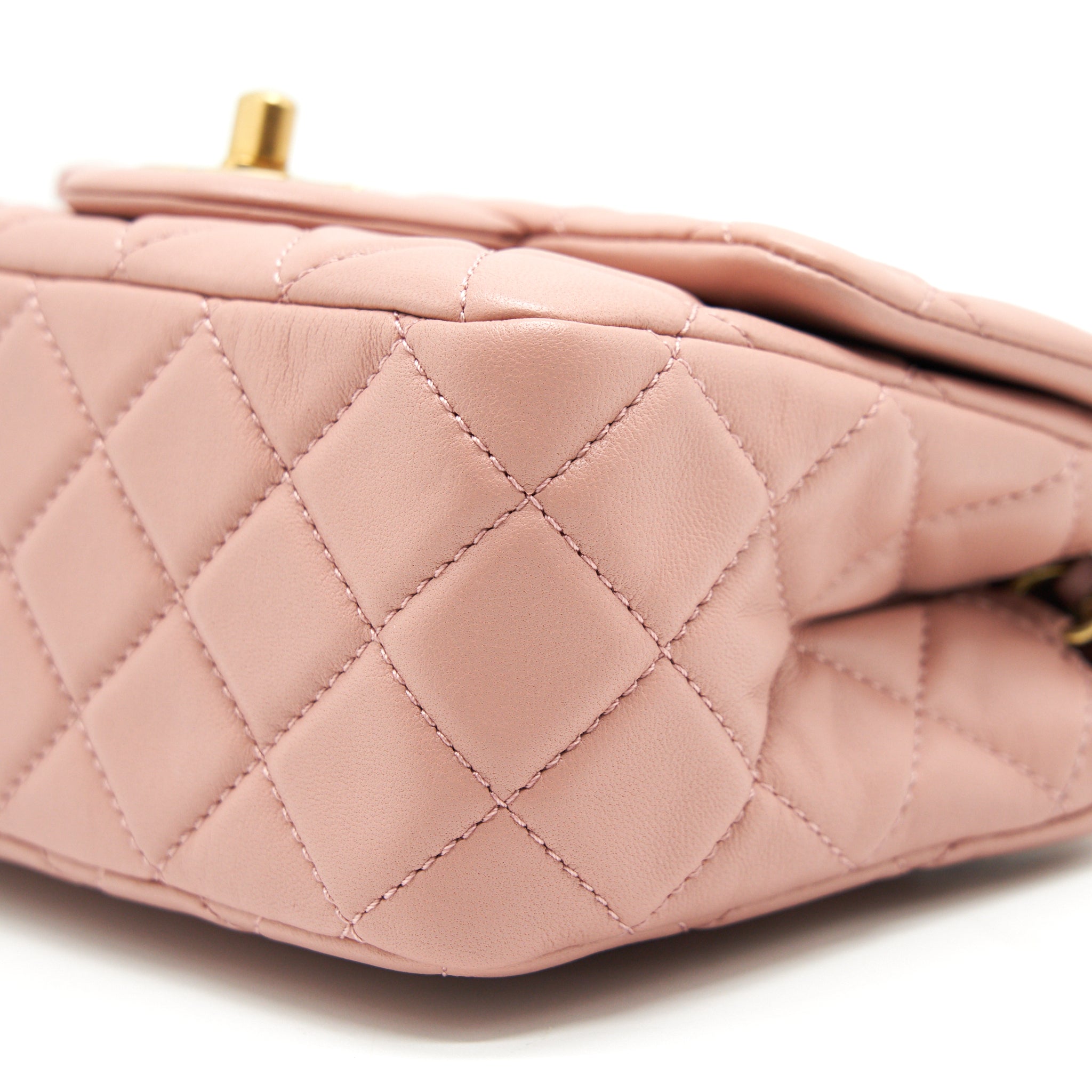 CHANEL 21B LIGHT PINK PEARL CRUSH MINI SQUARE FLAP BAG GHW