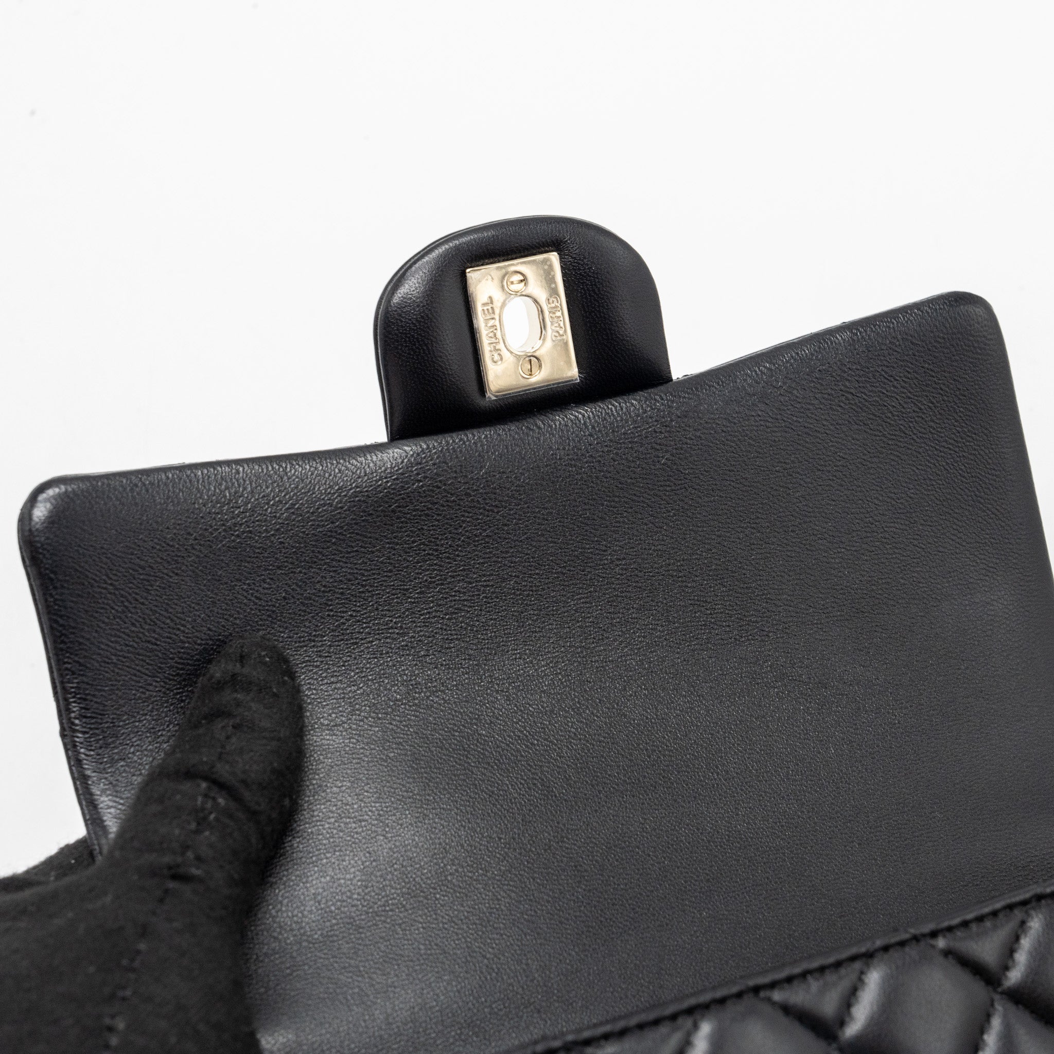 CHANEL TOP HANDLE MINI RECTANGULAR LAMBSKIN BLACK LGHW(MICROCHIP)