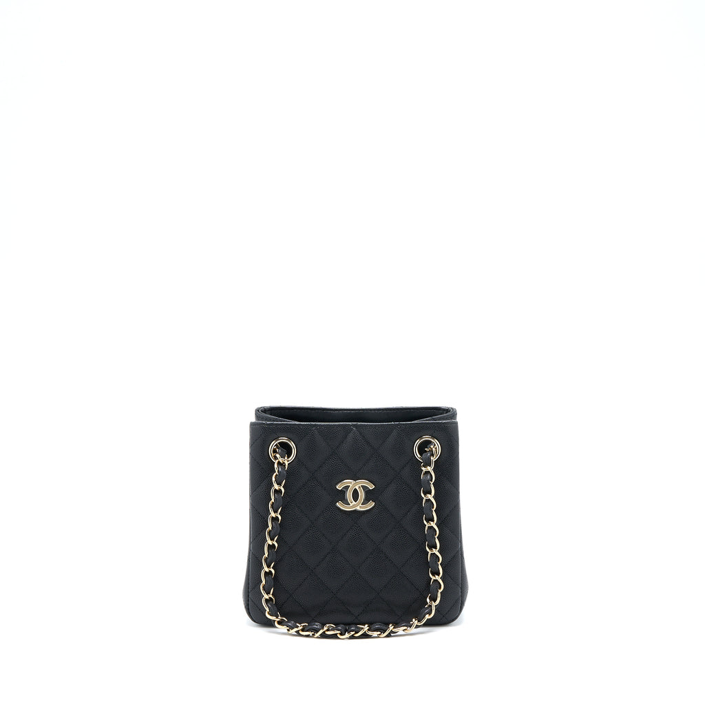 CHANEL 22S MINI BUCKET BAG CAVIAR BLACK LGHW (MICROCHIP)