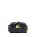 GUCCI GG MARMONT CAMERA BAG BLACK BRUSHED GHW