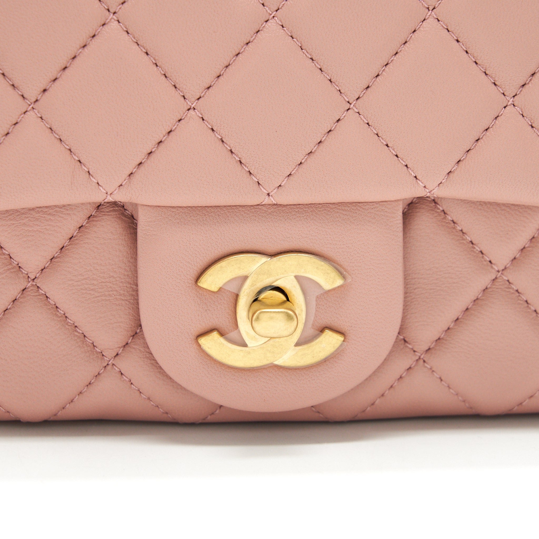 CHANEL 21B LIGHT PINK PEARL CRUSH MINI SQUARE FLAP BAG GHW