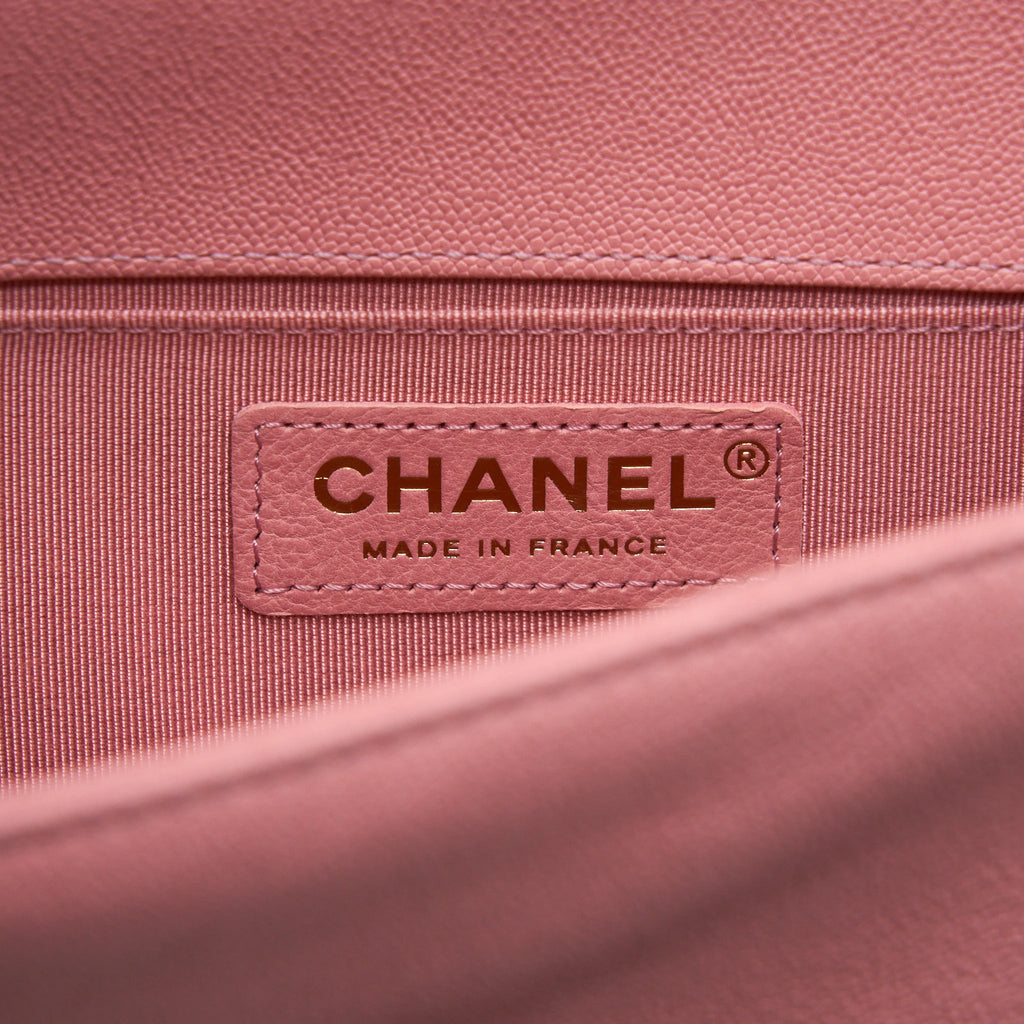 CHANEL SMALL BOY CAVIAR LIGHT PINK LGHW