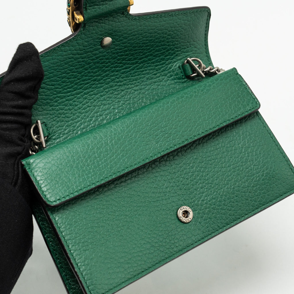 GUCCI SUPER MINI DIONYSUS CALFSKIN GREEN GHW