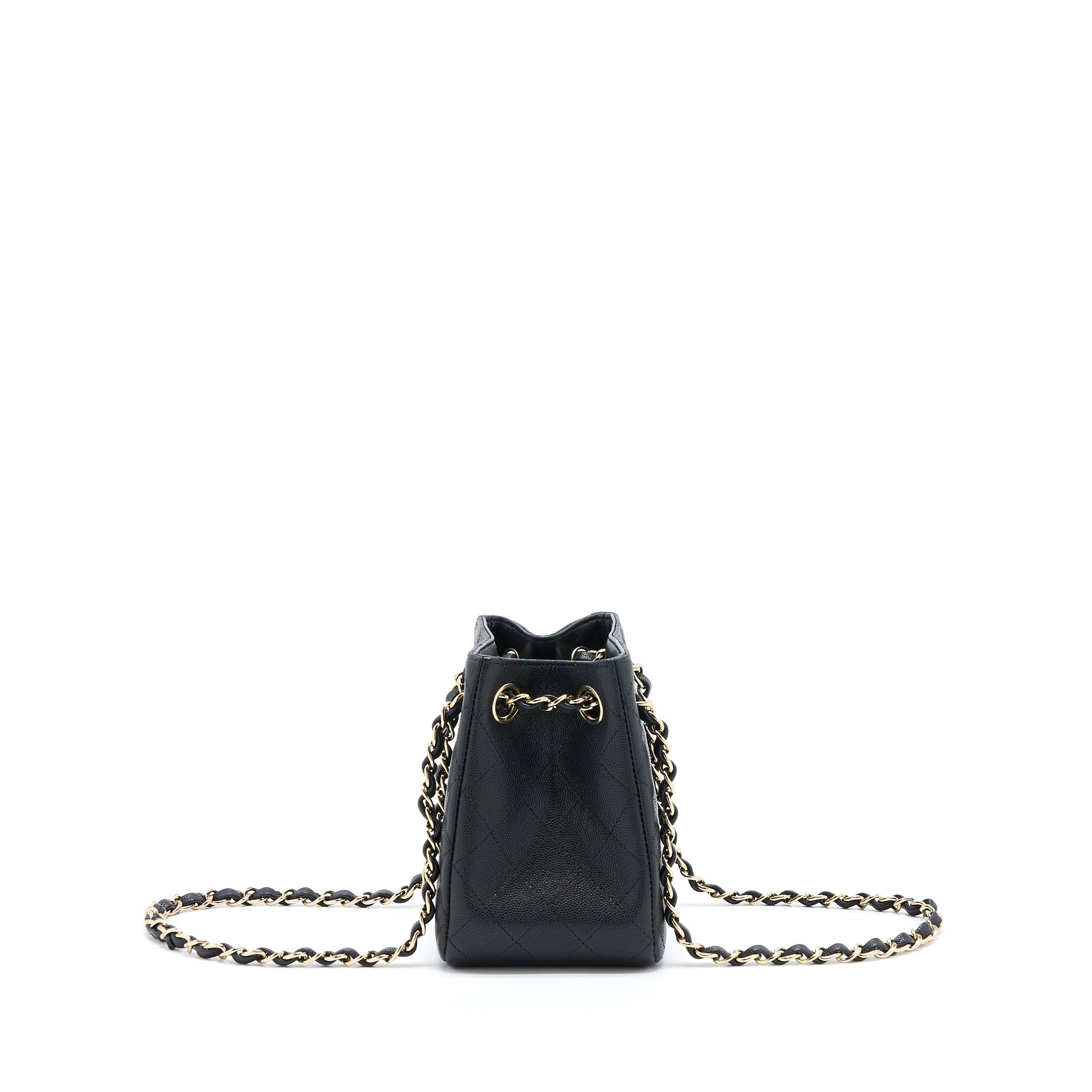 CHANEL 22S MINI BUCKET BAG CAVIAR BLACK LGHW (MICROCHIP)