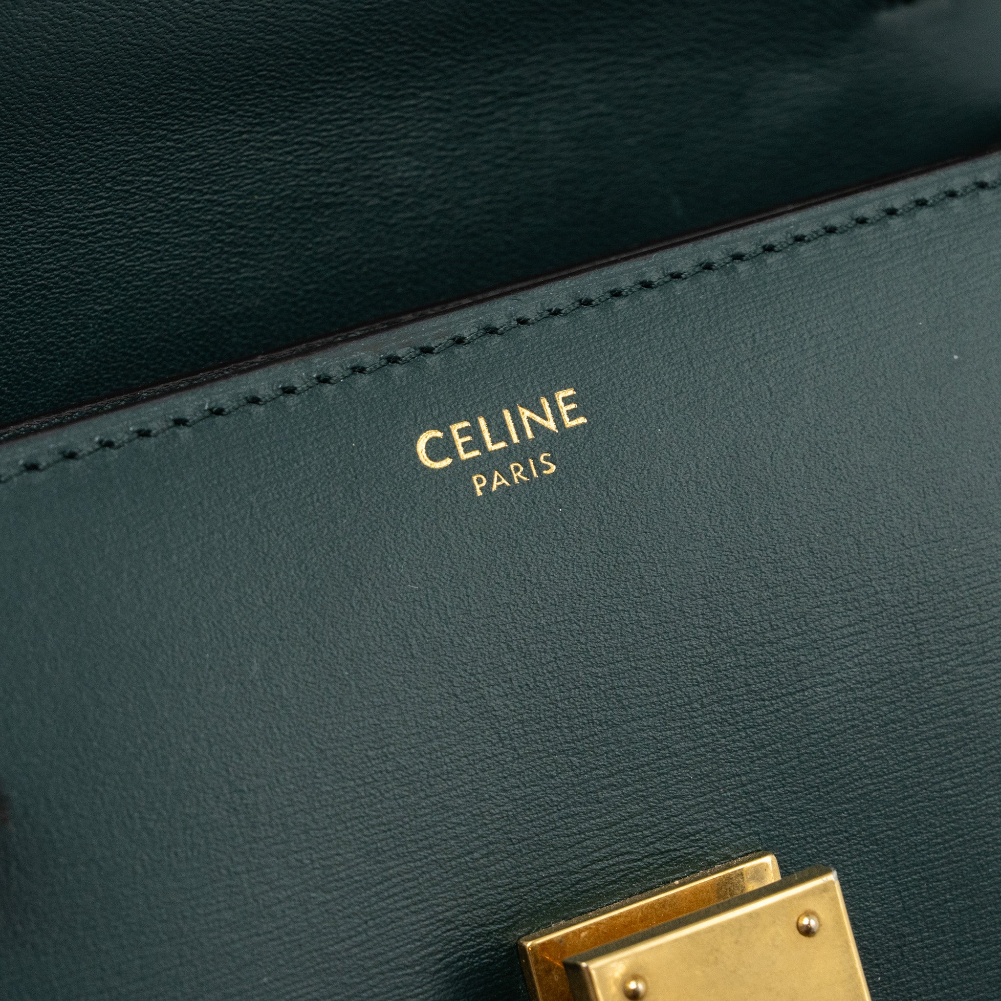 CELINE TEEN CLASSIC BOX BAG CALFSKIN DARK GREEN GHW