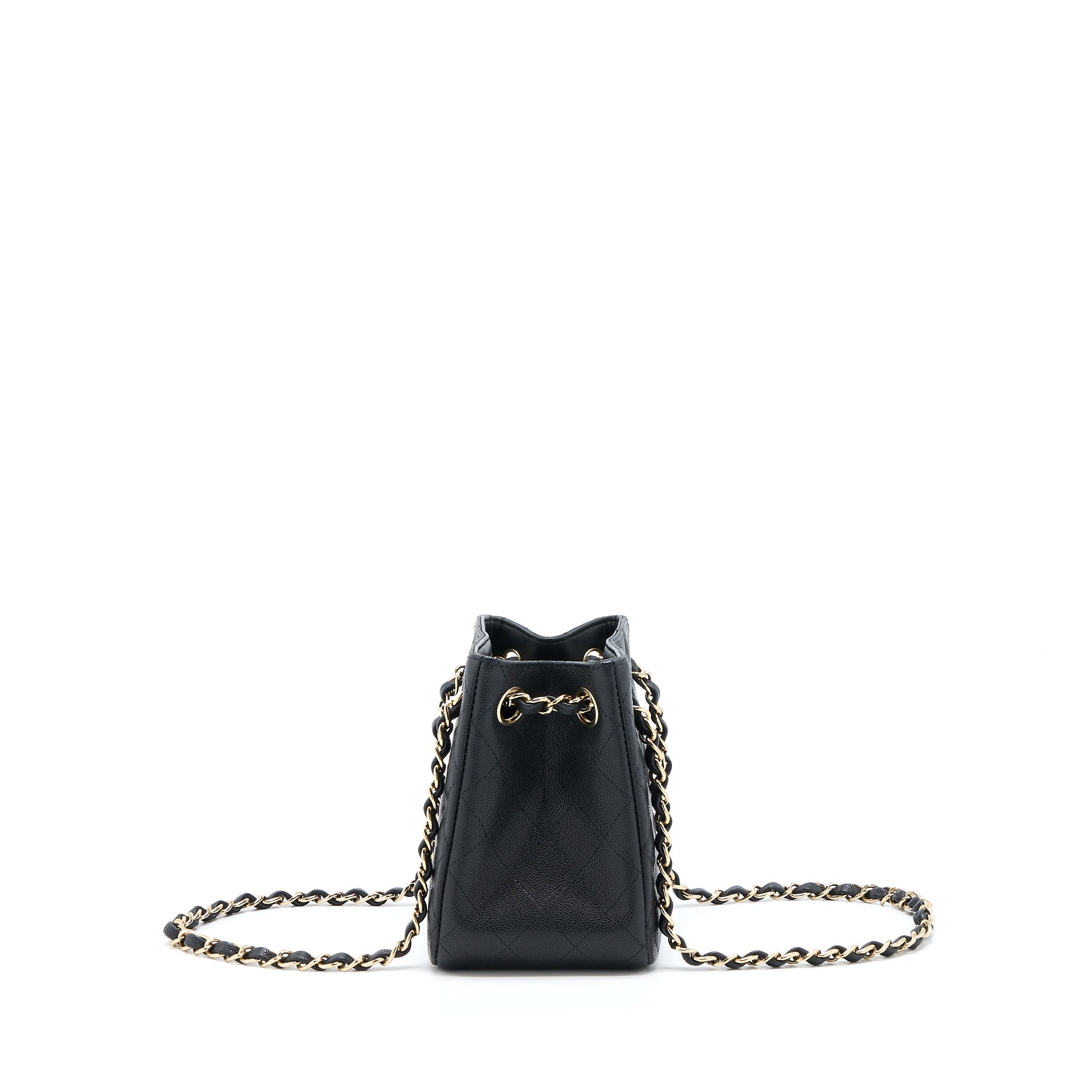 CHANEL 22S MINI BUCKET BAG CAVIAR BLACK LGHW (MICROCHIP)