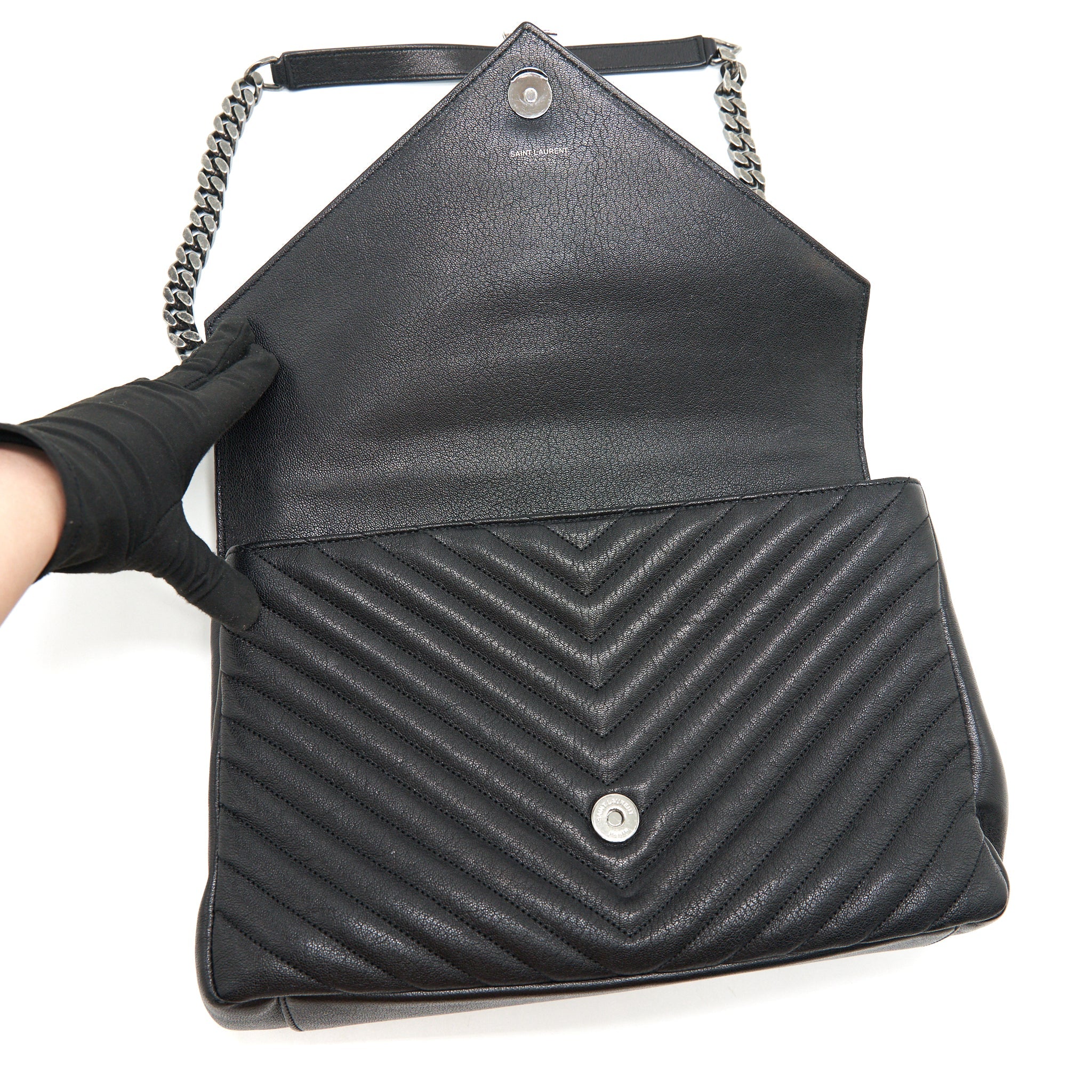 SAINT LAURENT / YSL COLLEGE IN MATELASSE LEATHER BLACK