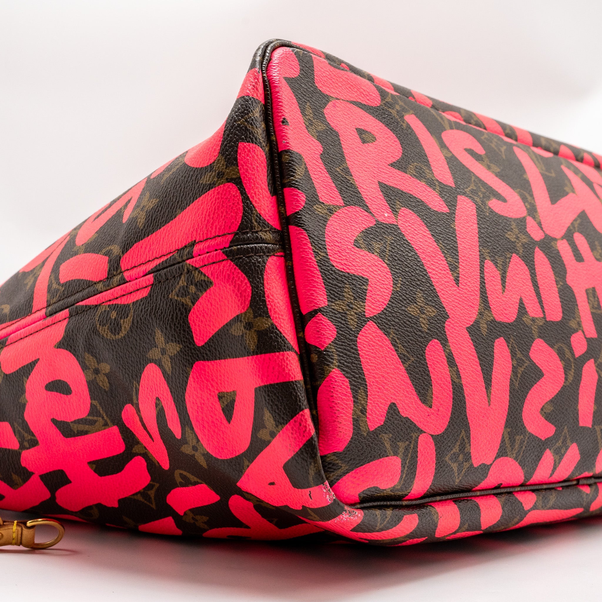LOUIS VUITTON NEVERFULL GM STEPHEN SPROUSE PINK MONOGRAM GRAFFITI COATED / ZIP WALLET GHW (SELL IN A SET)