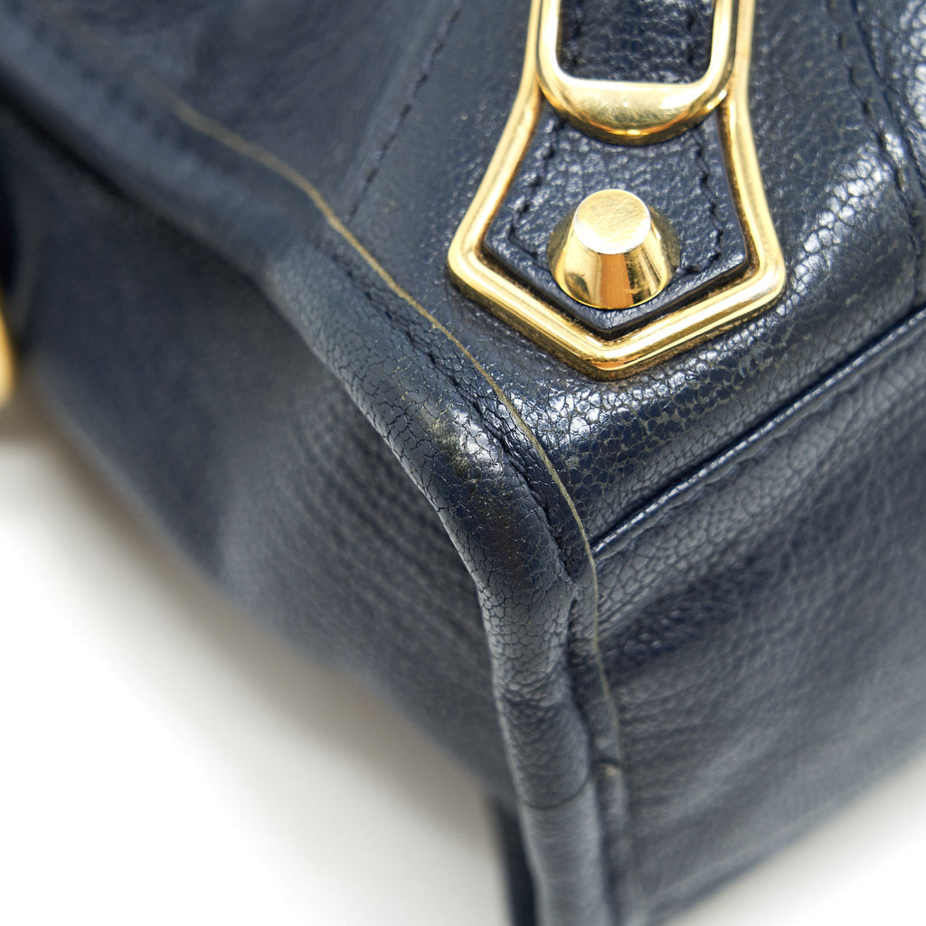 BALENCIAGA MINI CITY BAG NAVY GHW