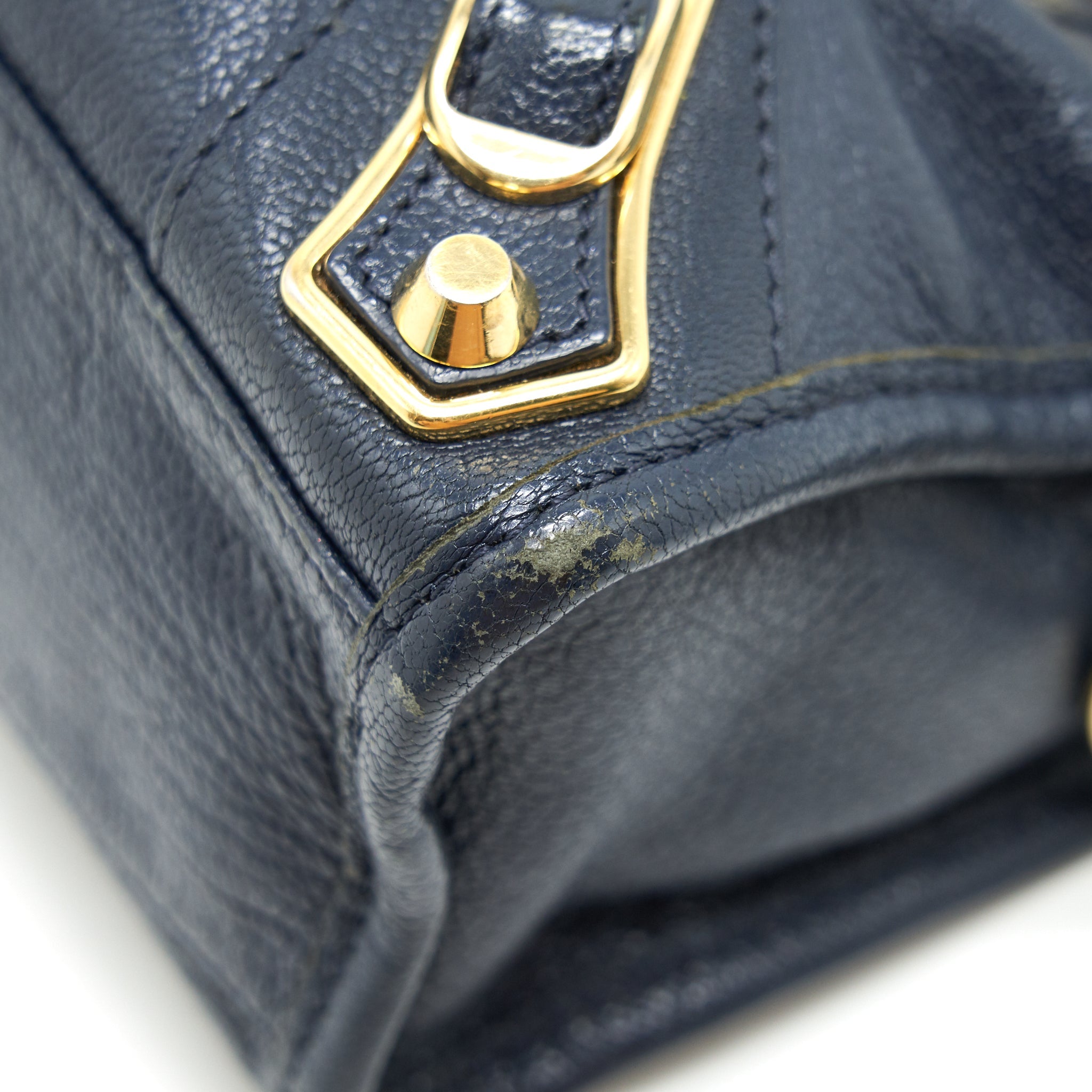BALENCIAGA MINI CITY BAG NAVY GHW