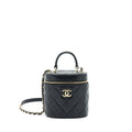 CHANEL TRENDY CC ROUND VANITY CASE CROSSBODY BAG LAMBSKIN BLACK LGHW