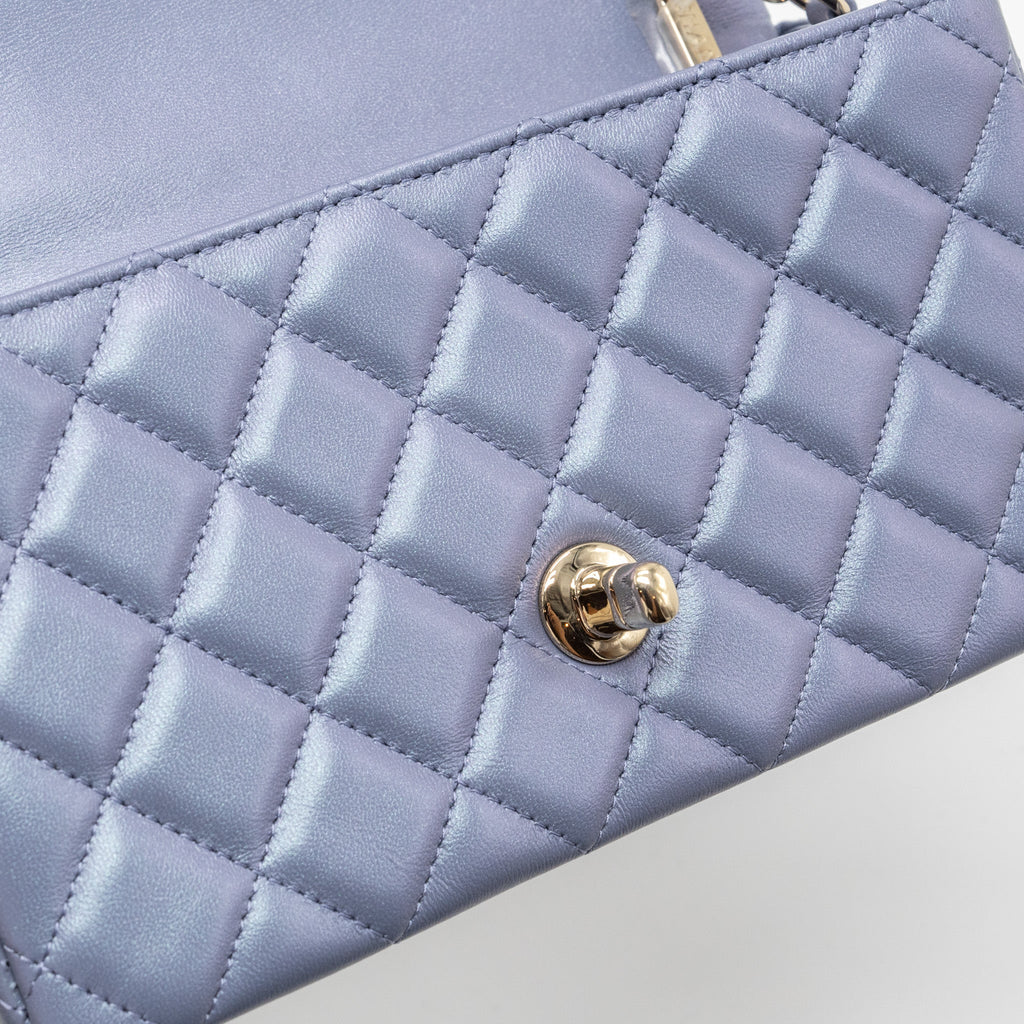 CHANEL CLASSIC MINI RECTANGULAR FLAP BAG LAMBSKIN IRIDESCENT LIGHT PURPLE LGHW (MICROCHIP)