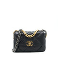 CHANEL 19 FLAP BAG SMALL LAMBSKIN BLACK GOLD/SLIVER HARDWARE