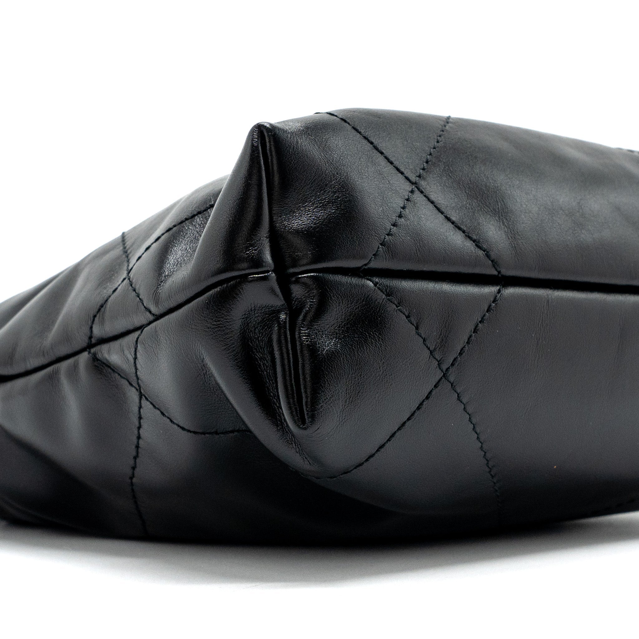 CHANEL MINI 22 BAG SHINY CALFSKIN BLACK GHW(MICROCHIP)