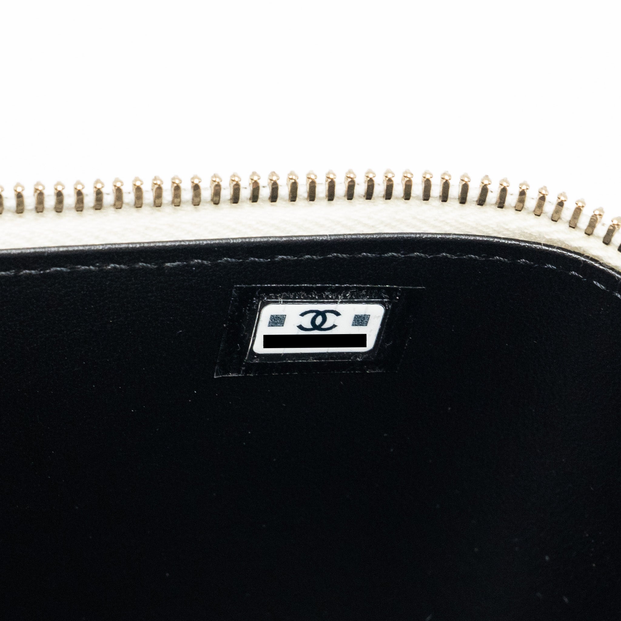 CHANEL LETTER/CC LOGO CHAIN LONG VANITY CALFSKIN WHITE LGHW (MICROCHIP)