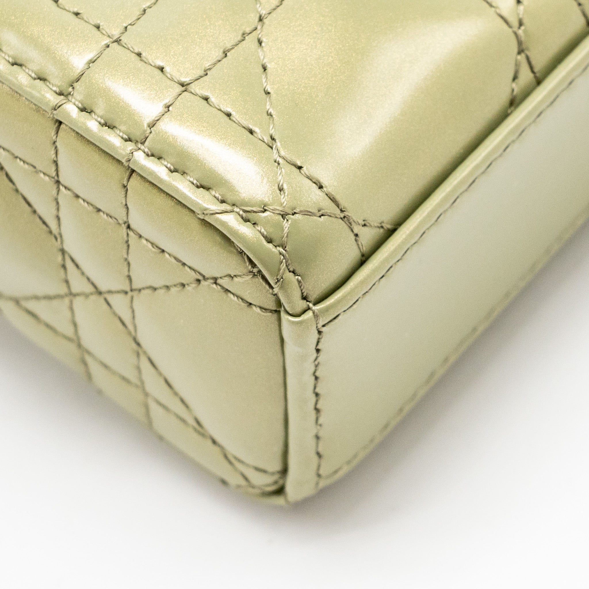 DIOR SMALL LADY D-JOY BAG CANNAGE PATENT LEATHER IRIDESCENT GREEN LGHW
