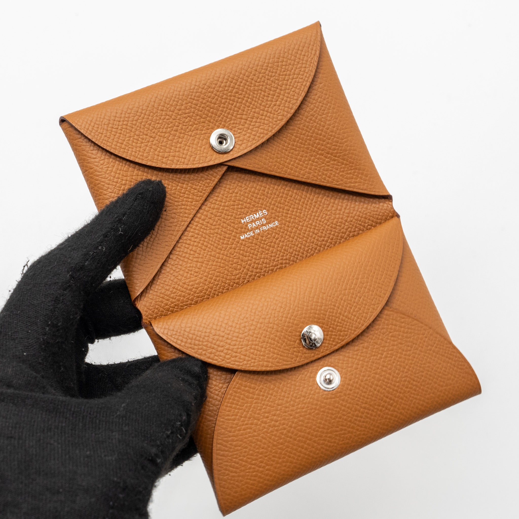 HERMES CALVI DUO CARDHOLER EPSOM GOLD SHW