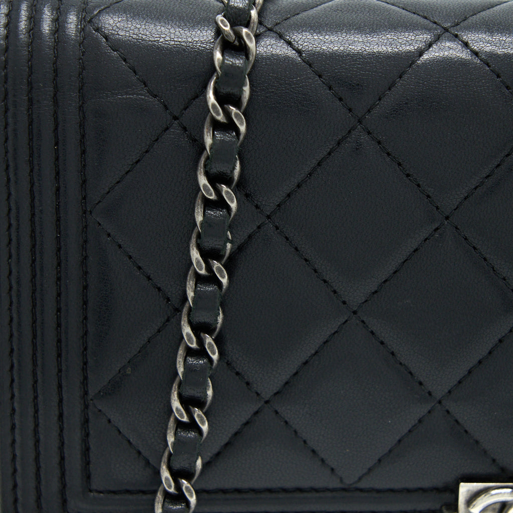 CHANEL BOY WALLET ON CHAIN LAMBSKIN BLACK SHW