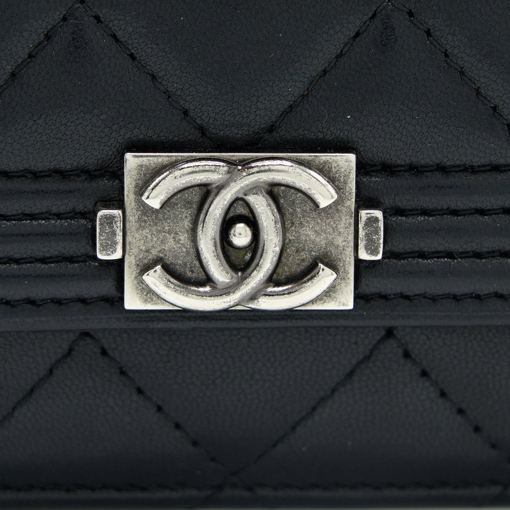 CHANEL BOY WALLET ON CHAIN LAMBSKIN BLACK SHW