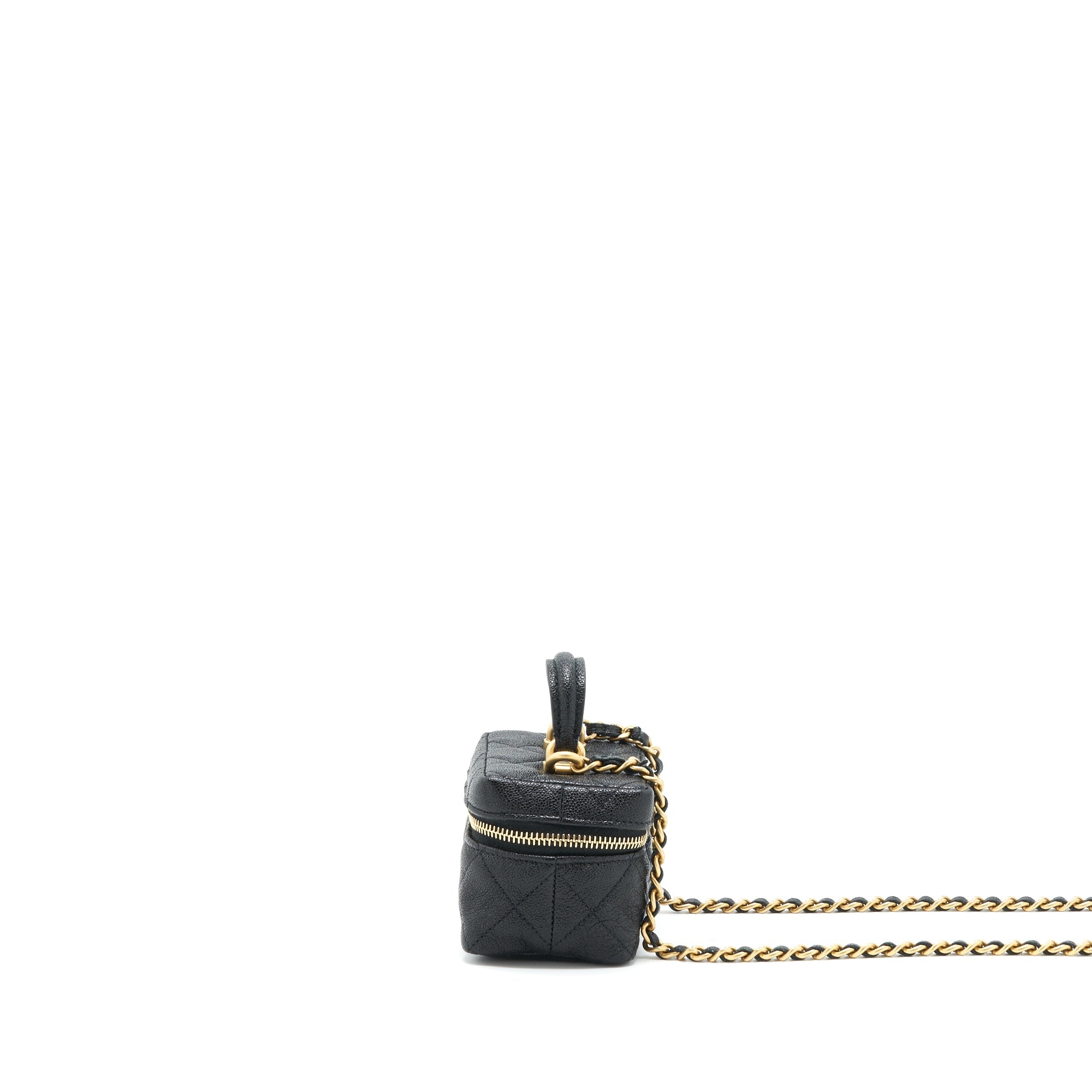 CHANEL TOP HANDLE MINI ZIPPER SOFT VANITY WITH CHAIN CAVIAR BLACK GHW