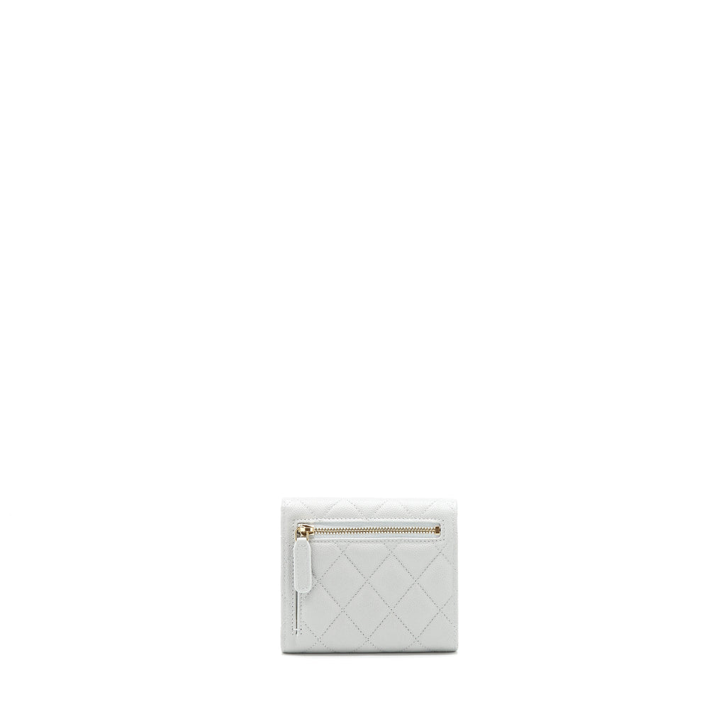 CHANEL CLASSIC SMALL FLAP WALLET CAVIAR GREY LGHW