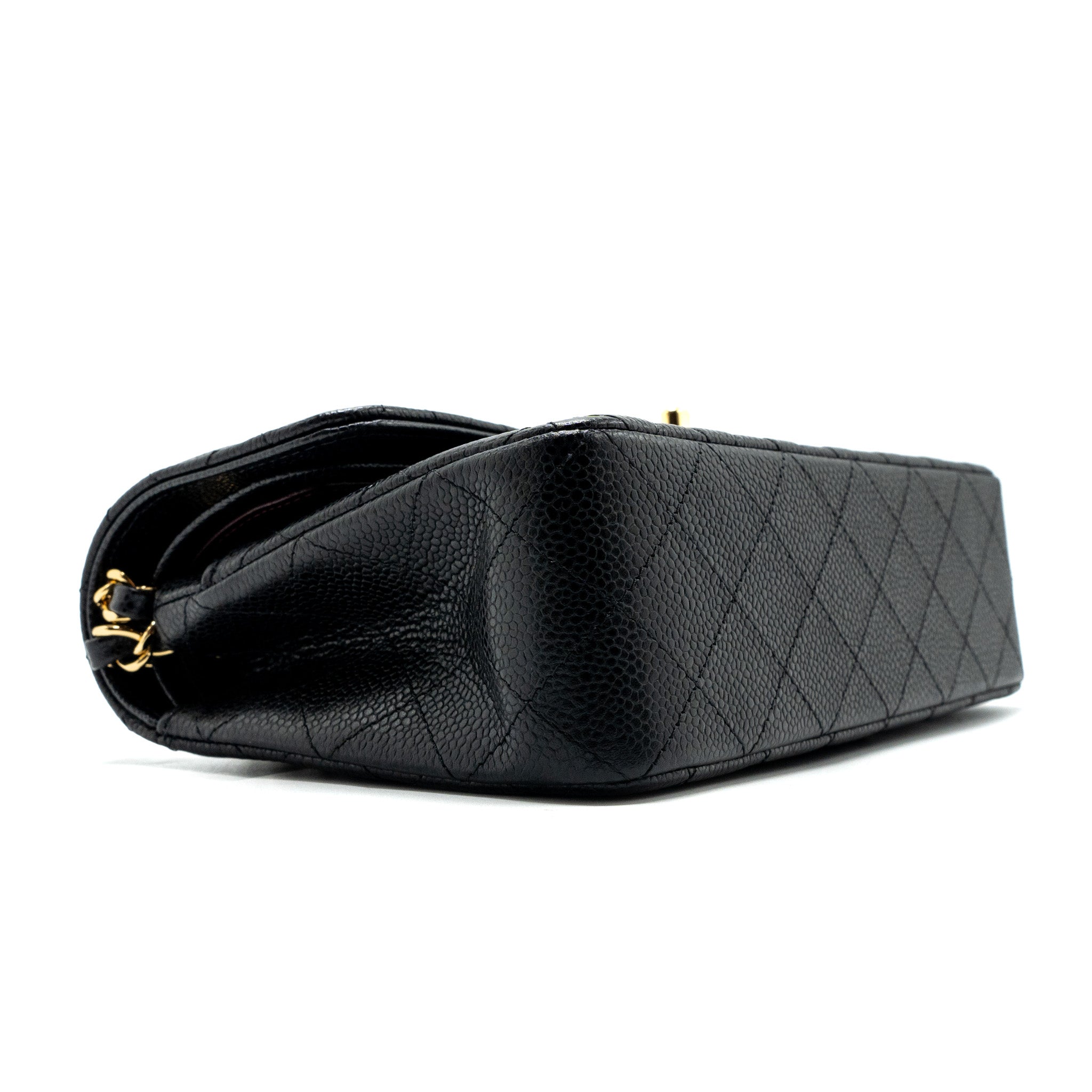 CHANEL SMALL CLASSIC DOUBLE FLAP BAG CAVIAR BLACK GHW(MICROCHIP)