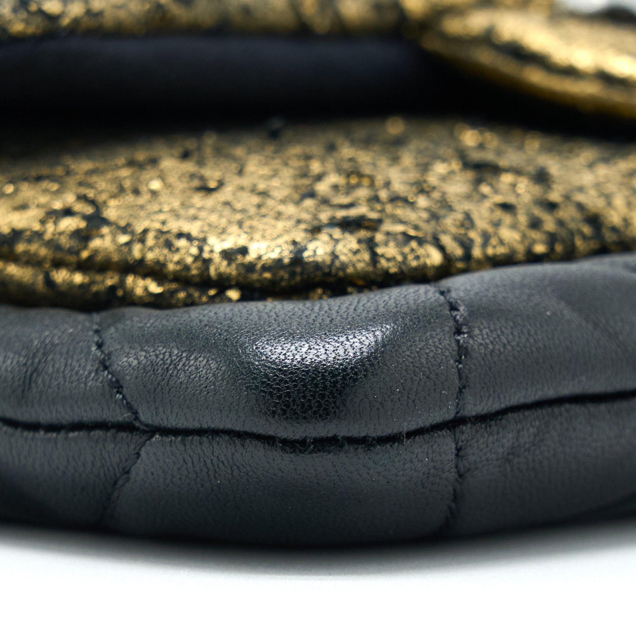 CHANEL 12A EVENING BAG LAMBSKIN BLACK/GOLD SHW