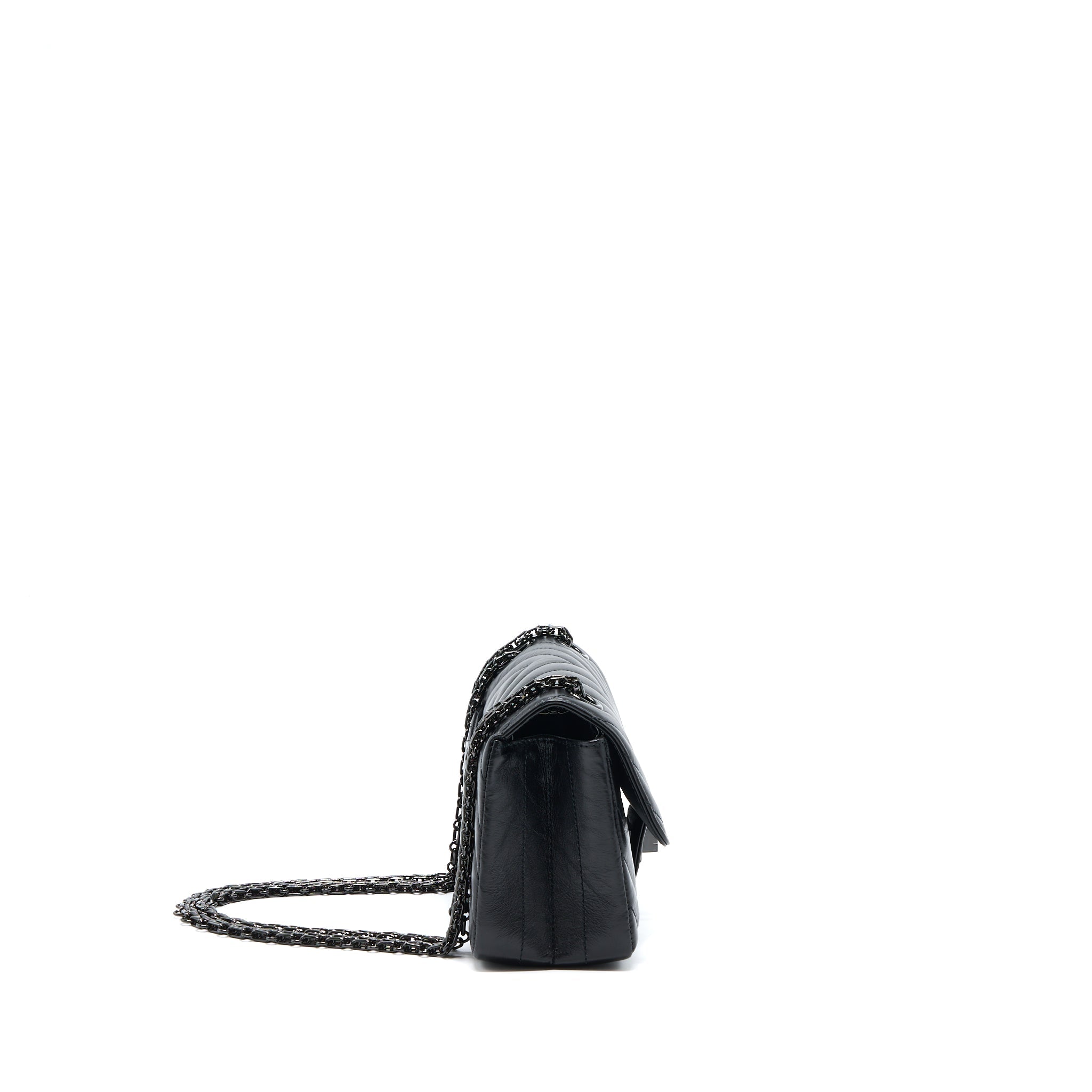 CHANEL MINI 2.55 REISSUE CHEVRON CALFSKIN SO BLACK