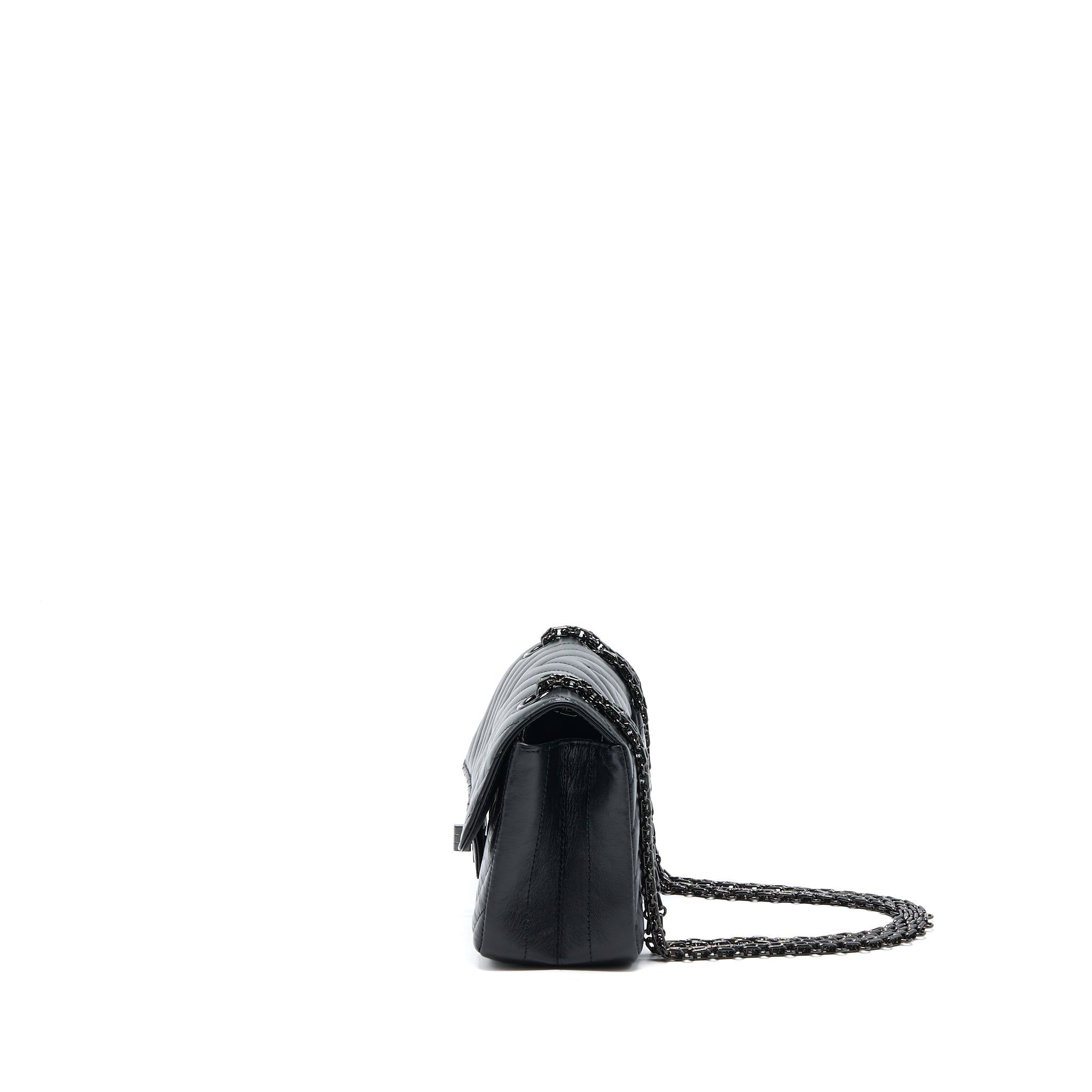 CHANEL MINI 2.55 REISSUE CHEVRON CALFSKIN SO BLACK
