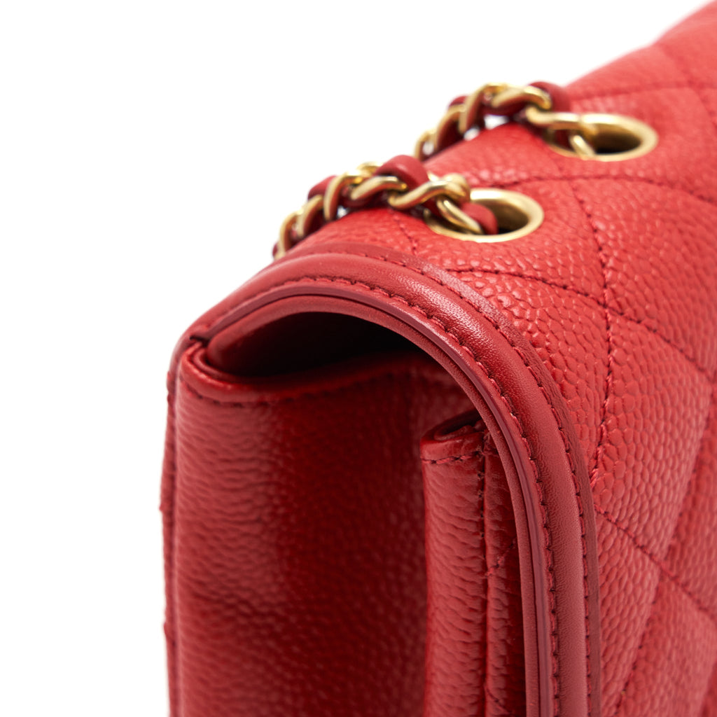 CHANEL FILIGREE FLAP BAG CAVIAR RED GHW