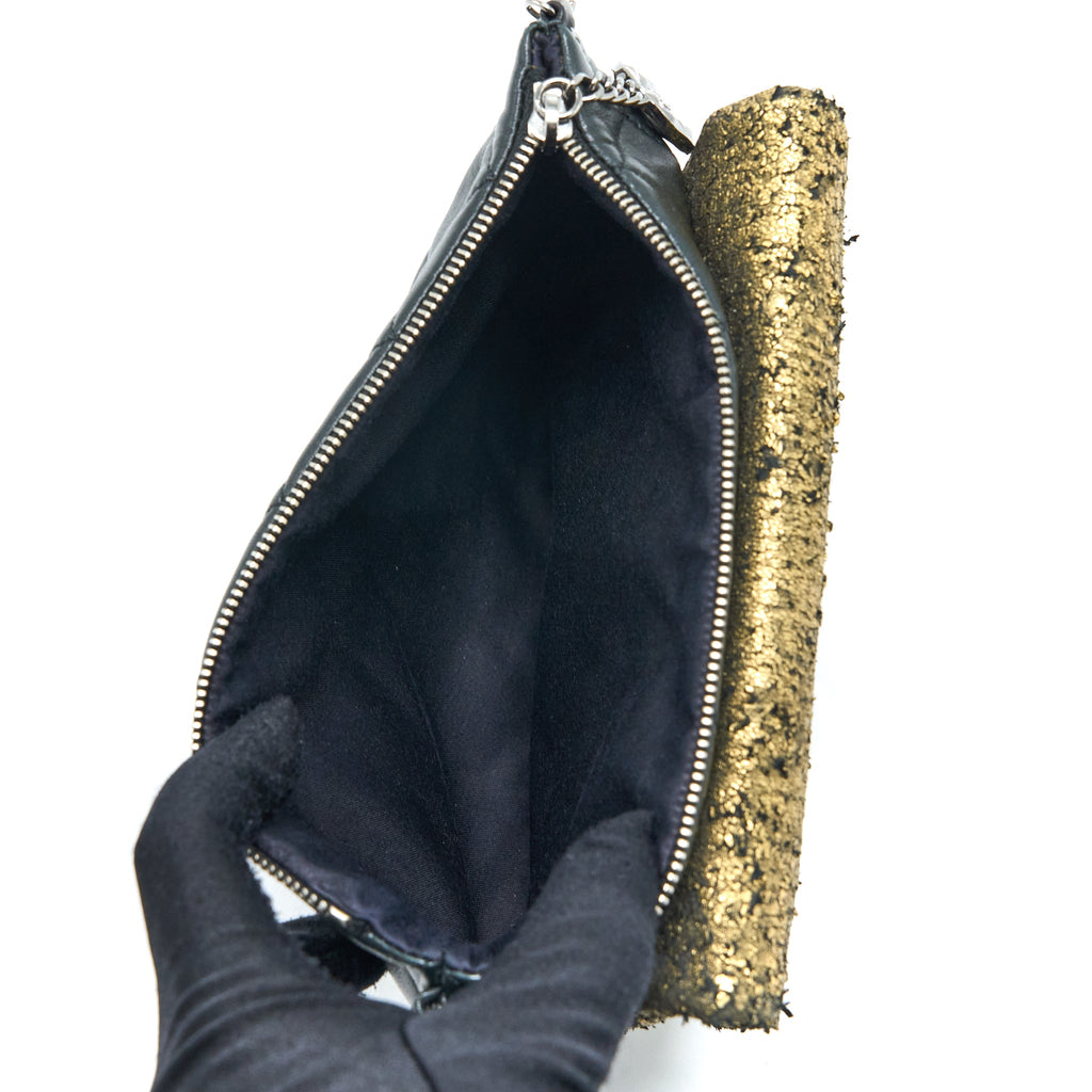 CHANEL 12A EVENING BAG LAMBSKIN BLACK/GOLD SHW