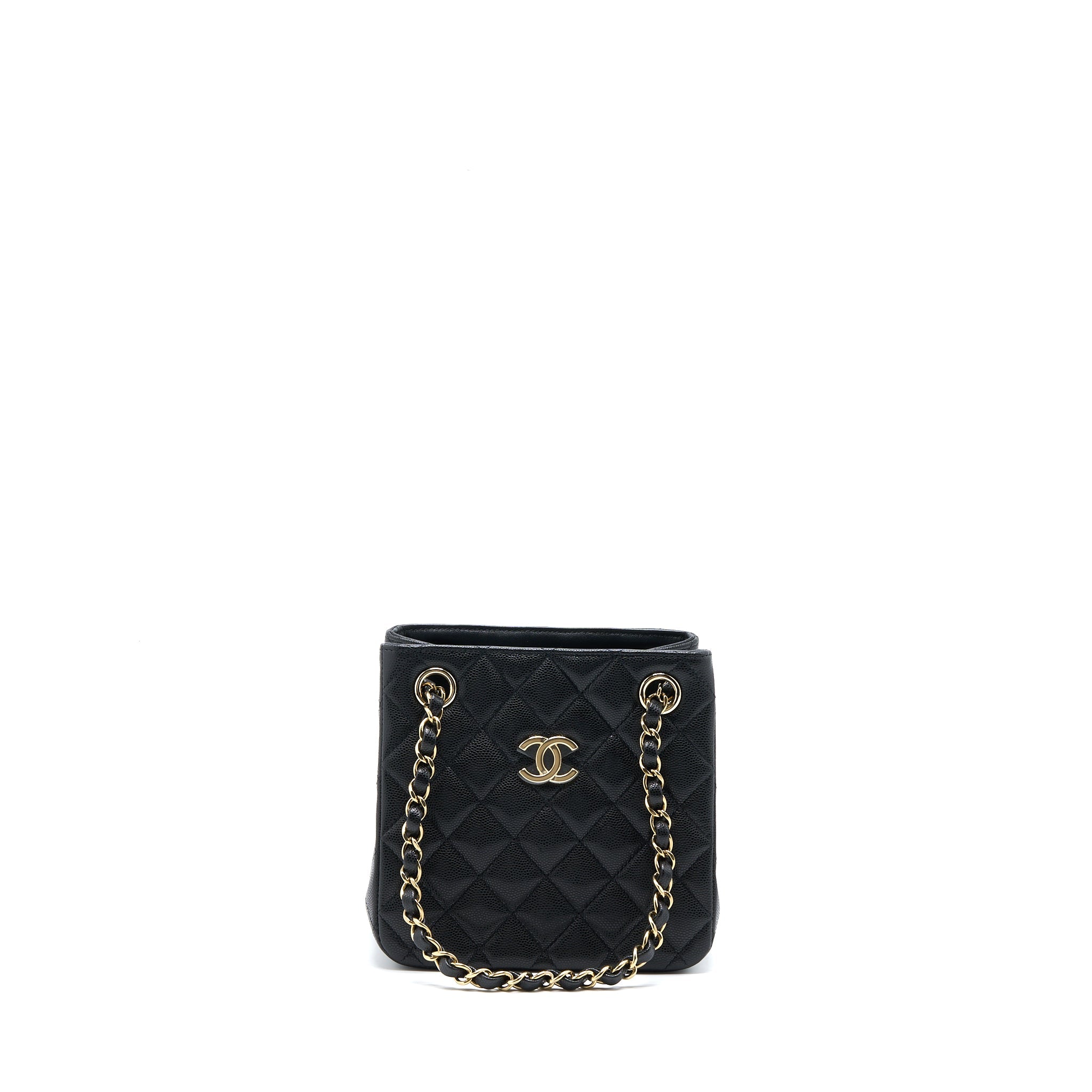 CHANEL MINI BUCKET TOTE BAG CAVIAR BLACK LGHW (MICROCHIP)