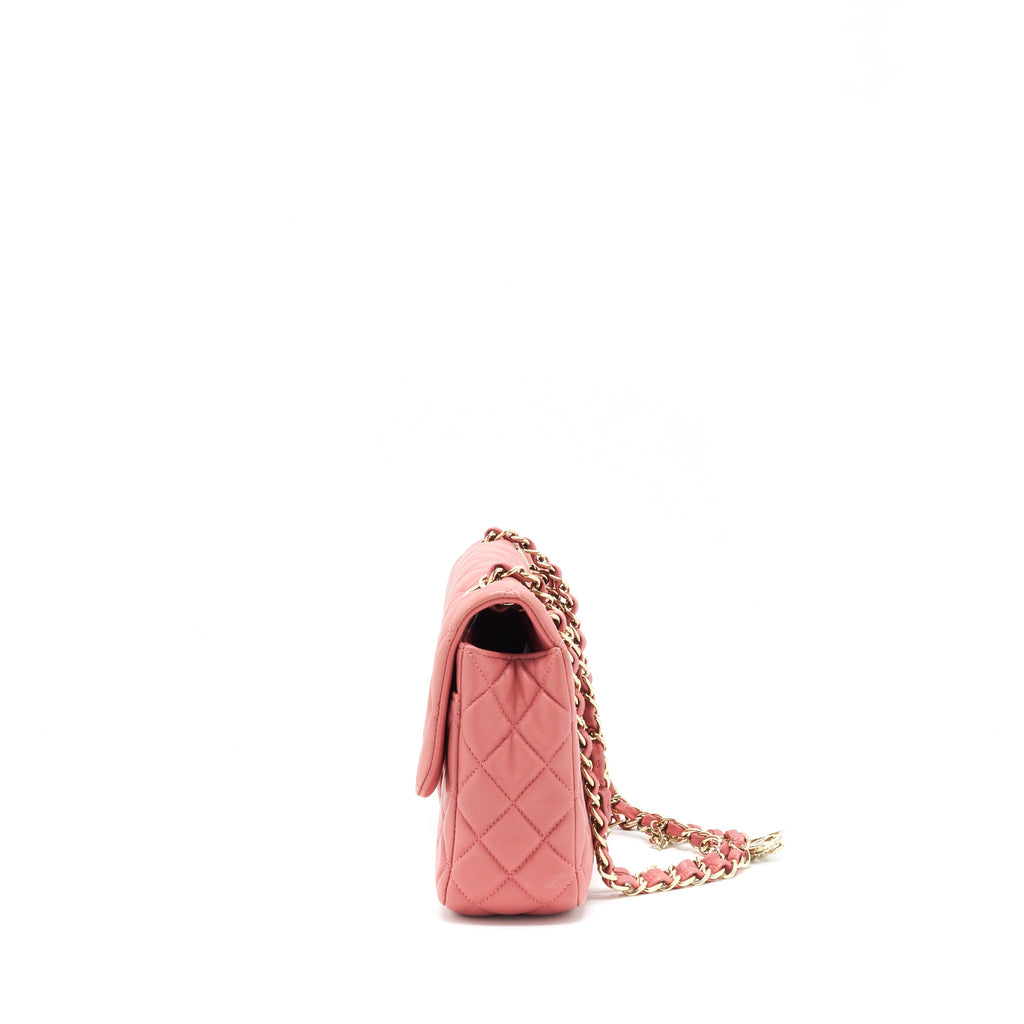 CHANEL LIMITED CHARM FLAP BAG LAMBSKIN PINK LGHW