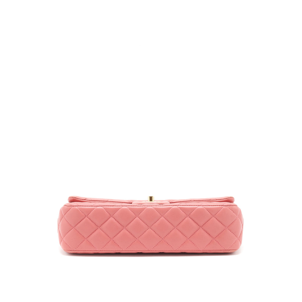 CHANEL LIMITED CHARM FLAP BAG LAMBSKIN PINK LGHW