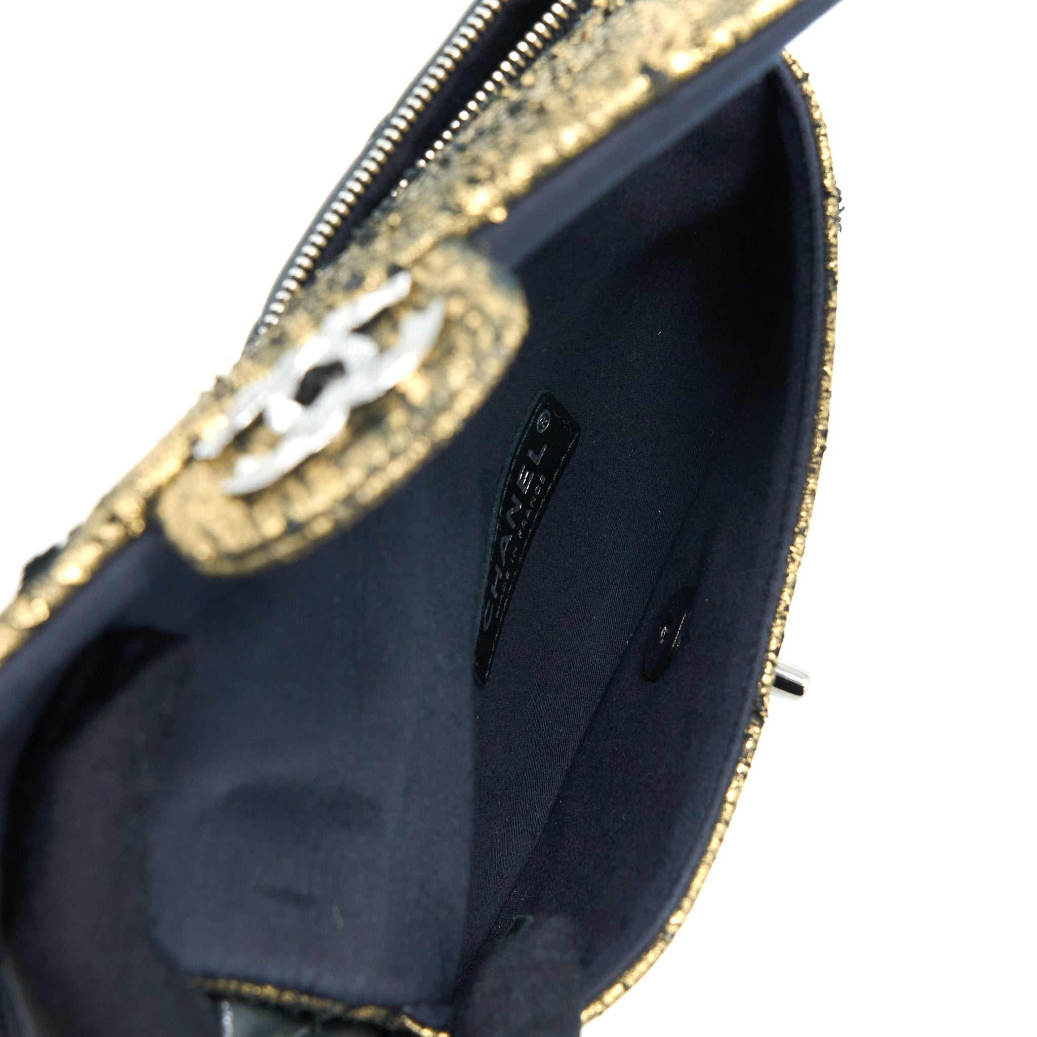CHANEL 12A EVENING BAG LAMBSKIN BLACK/GOLD SHW