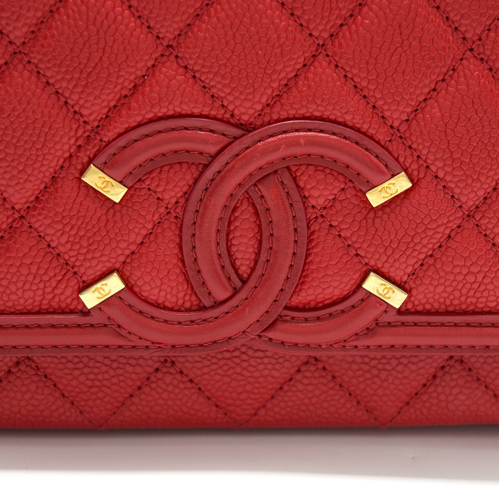 CHANEL FILIGREE FLAP BAG CAVIAR RED GHW
