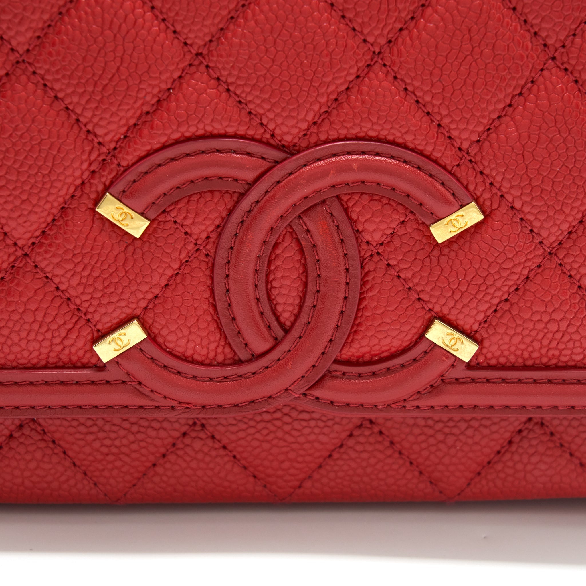 CHANEL FILIGREE FLAP BAG CAVIAR RED GHW