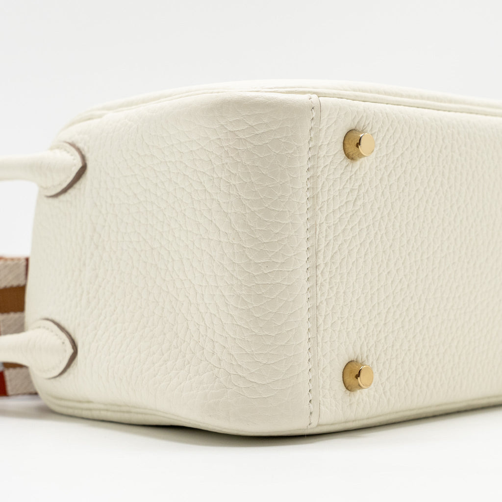 HERMES MINI LINDY CLEMENCE MUSHROOM / NATA WITH MULTICOLOR STRAP GHW