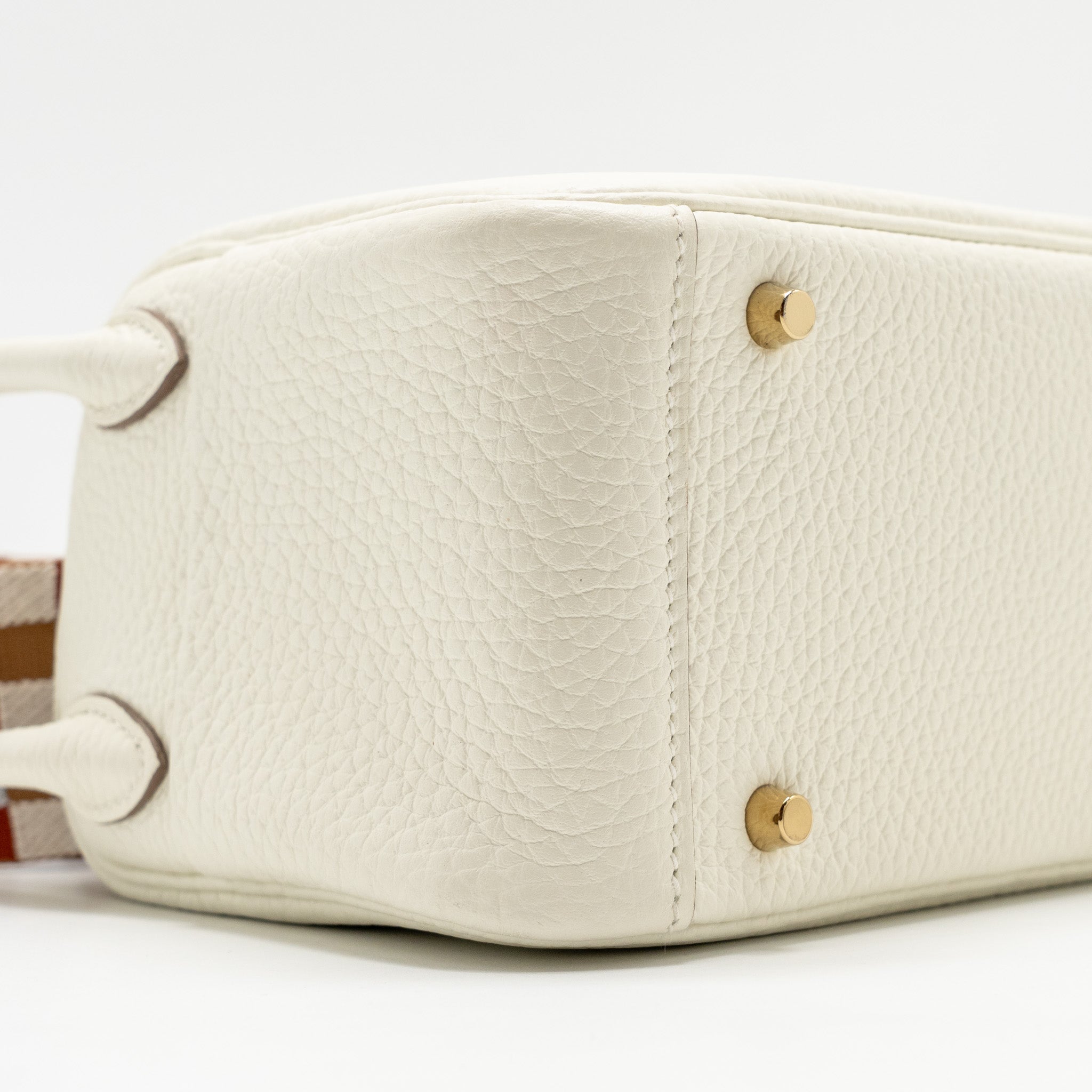HERMES MINI LINDY CLEMENCE MUSHROOM / NATA WITH MULTICOLOR STRAP GHW