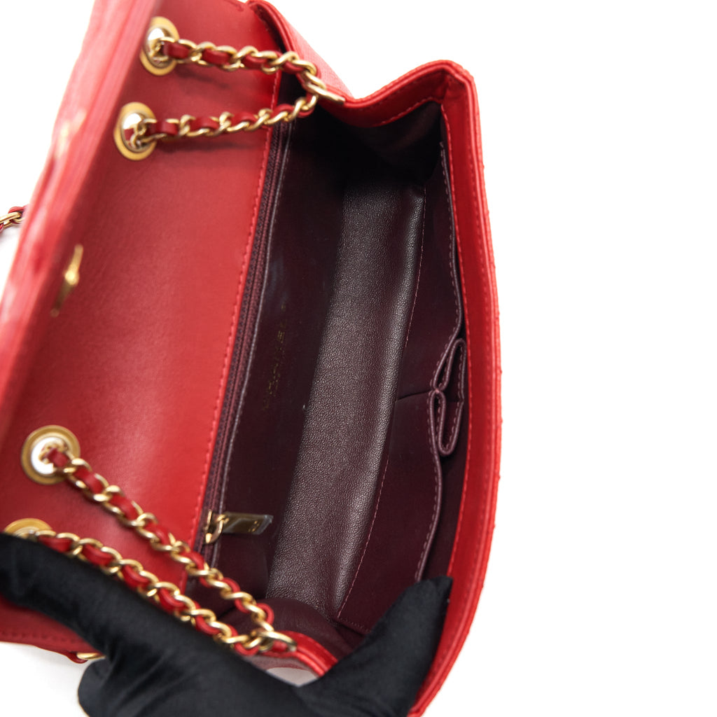 CHANEL FILIGREE FLAP BAG CAVIAR RED GHW