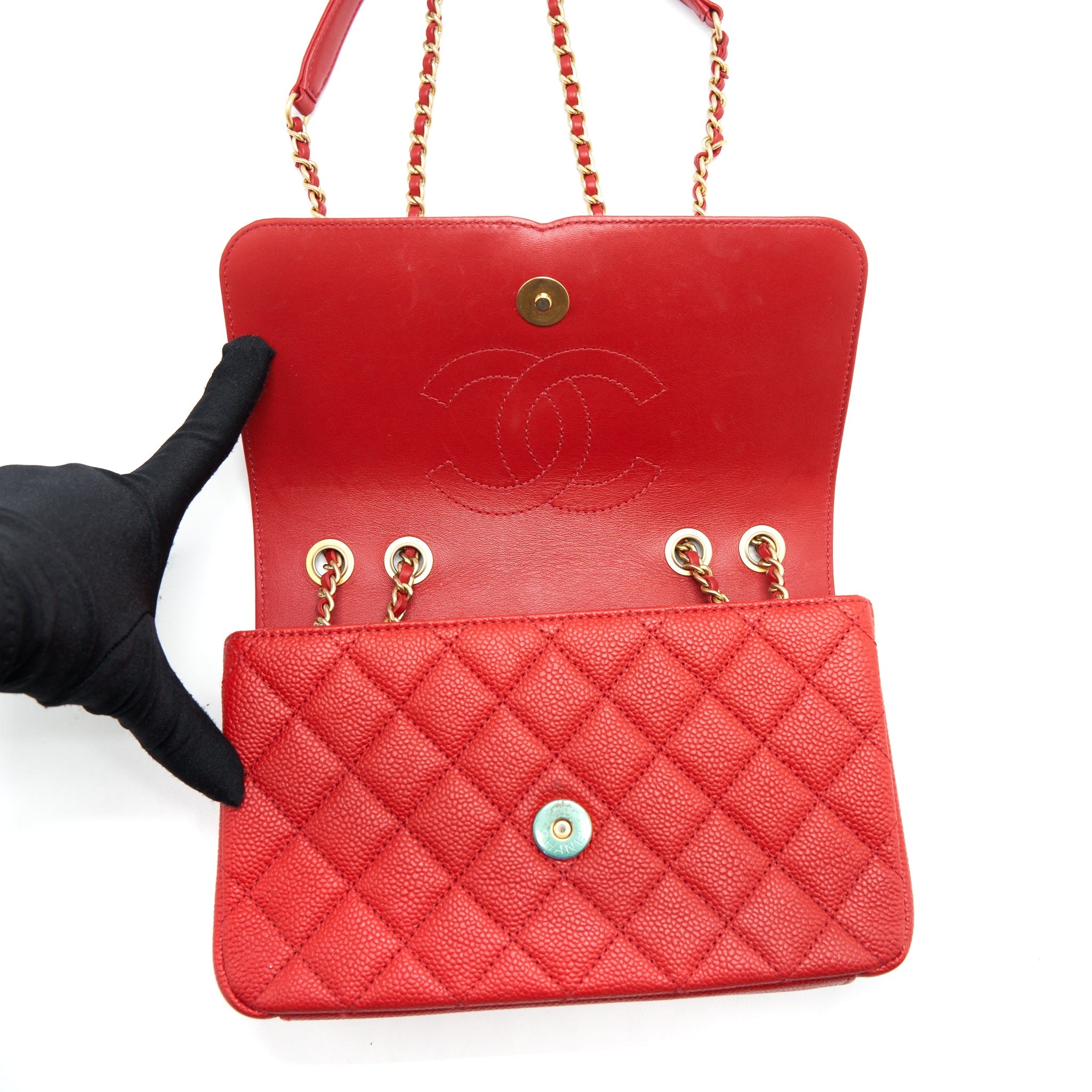 CHANEL FILIGREE FLAP BAG CAVIAR RED GHW