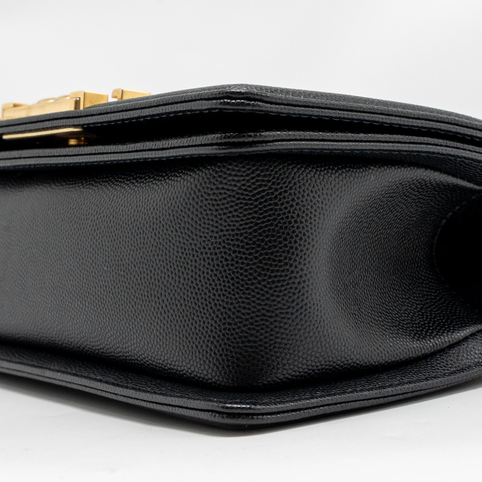 CHANEL SMALL BOY BAG CAVIAR BLACK GHW (MICROCHIP)