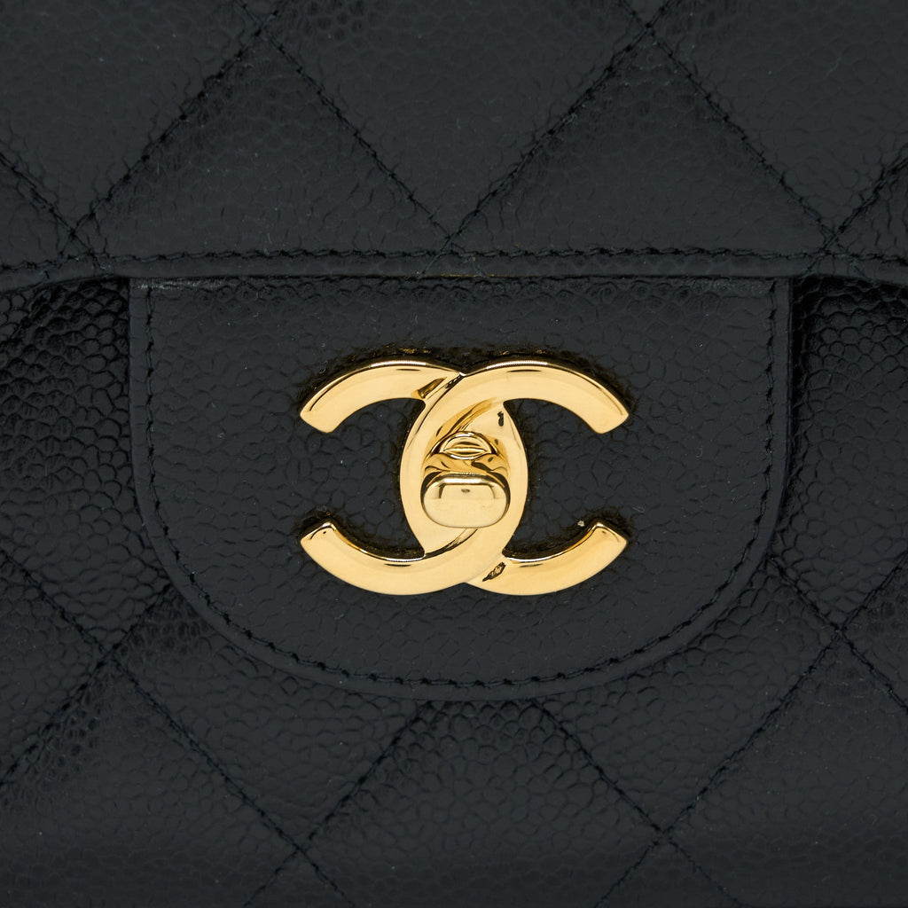 CHANEL CLASSIC JUMBO DOUBLE FLAP BAG CAVIAR BLACK GHW